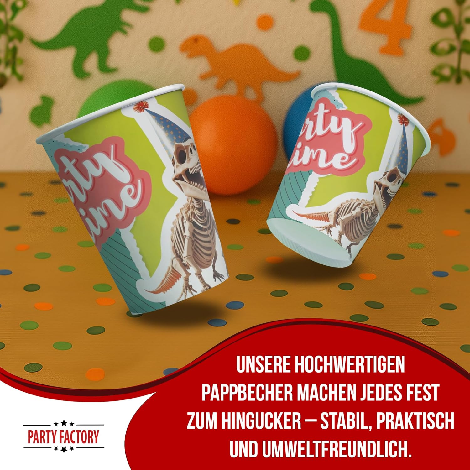Becher Dino Skelett – 8er-Pack, 250 ml, coole Partybecher für Dinopartys 3