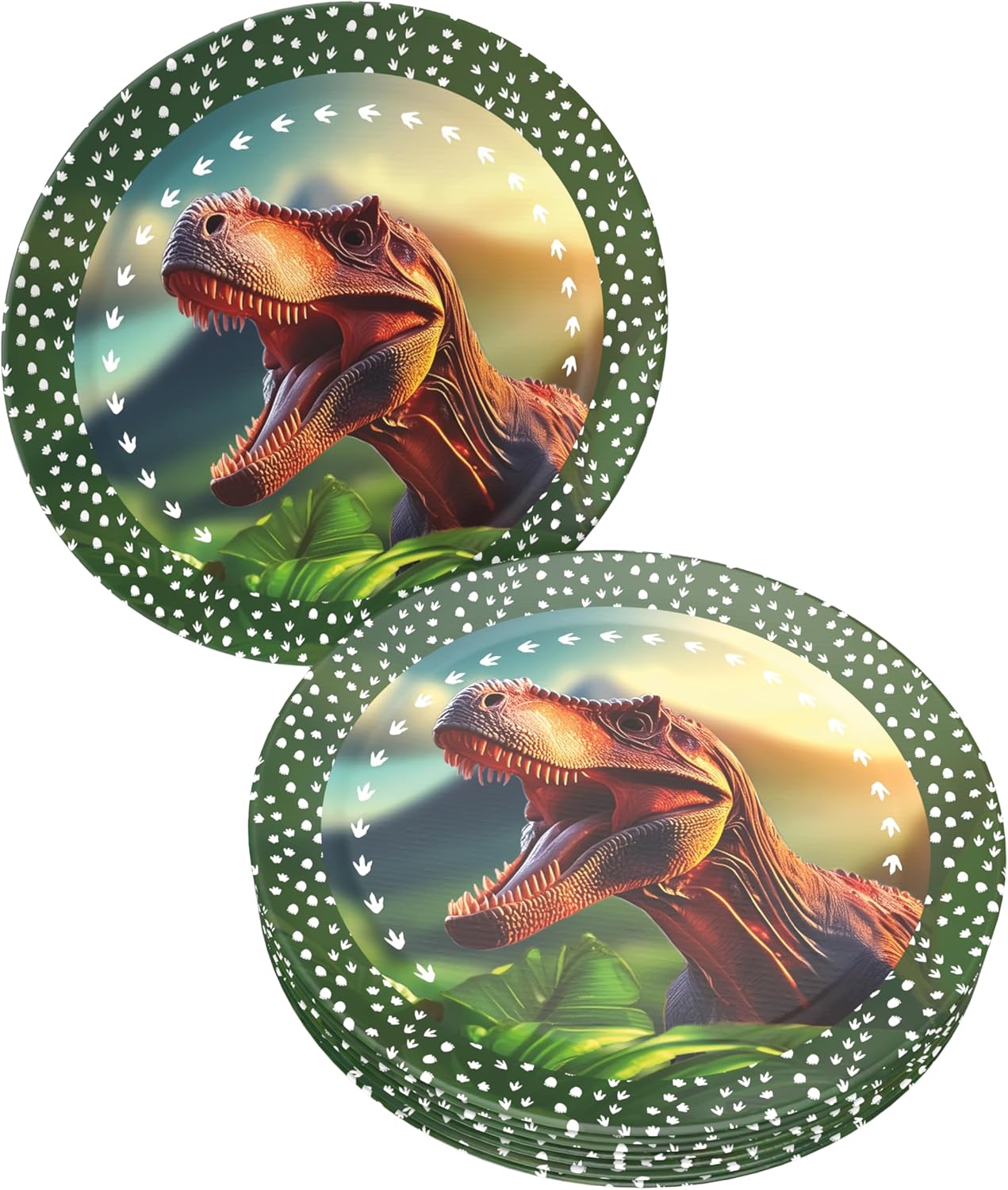Dino Teller Realistisch – 8er-Pack, Ø 23  cm starke Pappteller für Dinopartys
