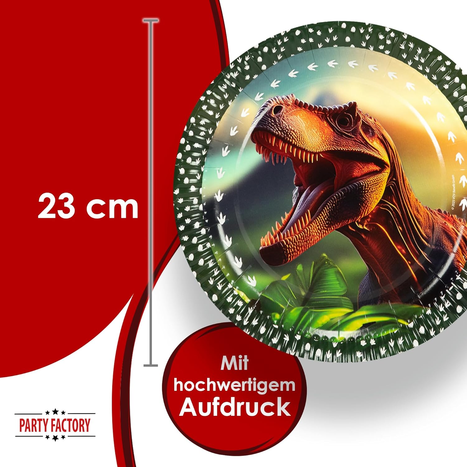 Dino Teller Realistisch – 8er-Pack, Ø 23  cm starke Pappteller für Dinopartys 4