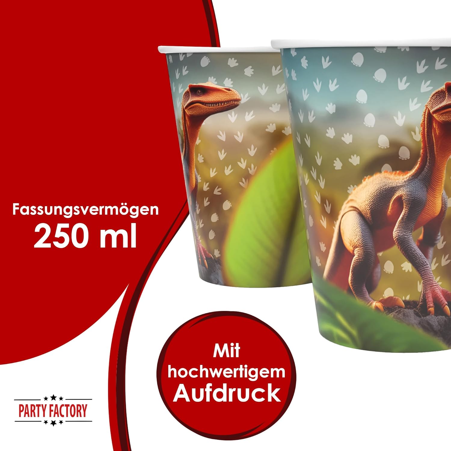 Becher Dino Realistisch – 8er-Pack, 250 ml, für wilde Kindergeburtstage & Partys 4