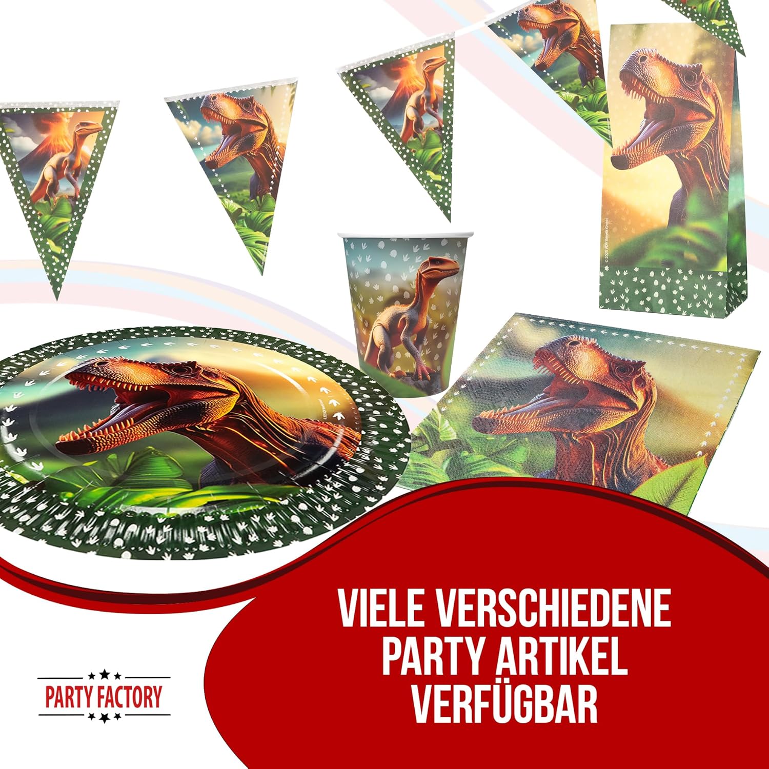 Dino Teller Realistisch – 8er-Pack, Ø 23  cm starke Pappteller für Dinopartys 5