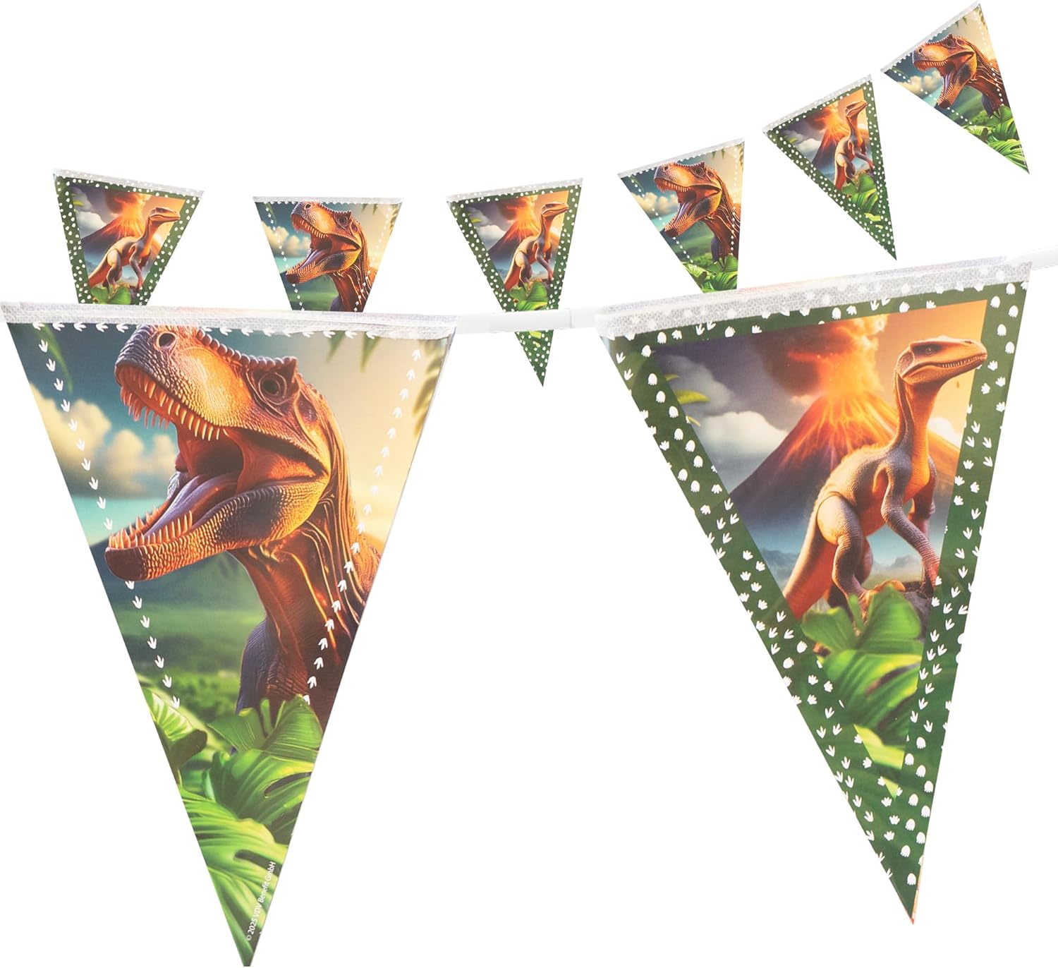 Dino Wimpelkette 4–5 m – realistische Dinosaurier Deko für Kindergeburtstag
