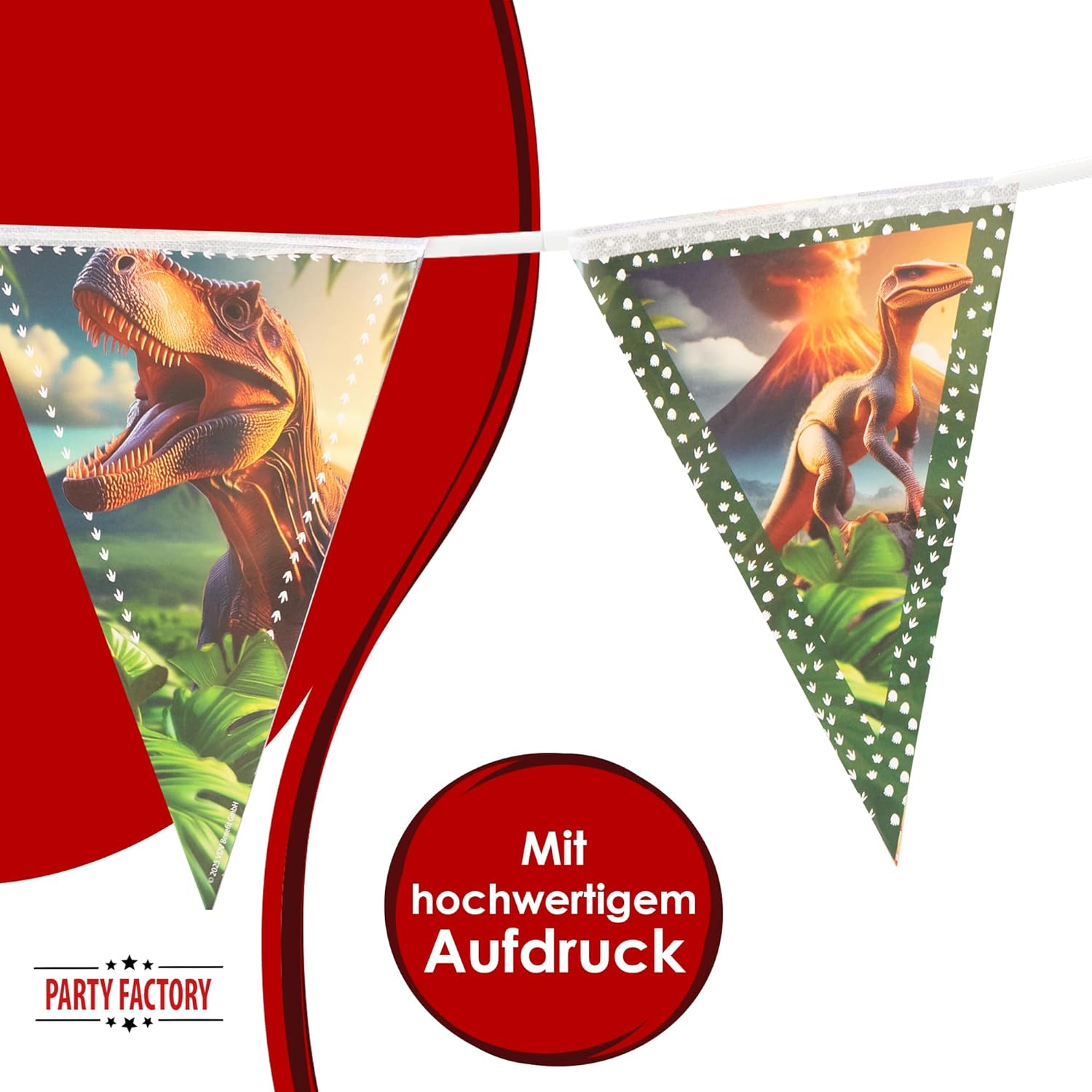 Dino Wimpelkette 4–5 m – realistische Dinosaurier Deko für Kindergeburtstag 4