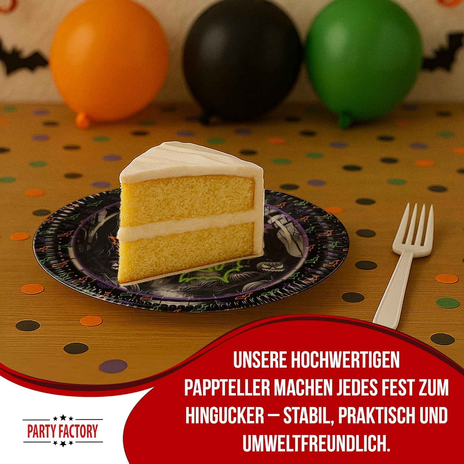 Halloween Neon Teller 8er-Pack Ø 23 cm bunte Deko für Grusel- und Kinderpartys 4
