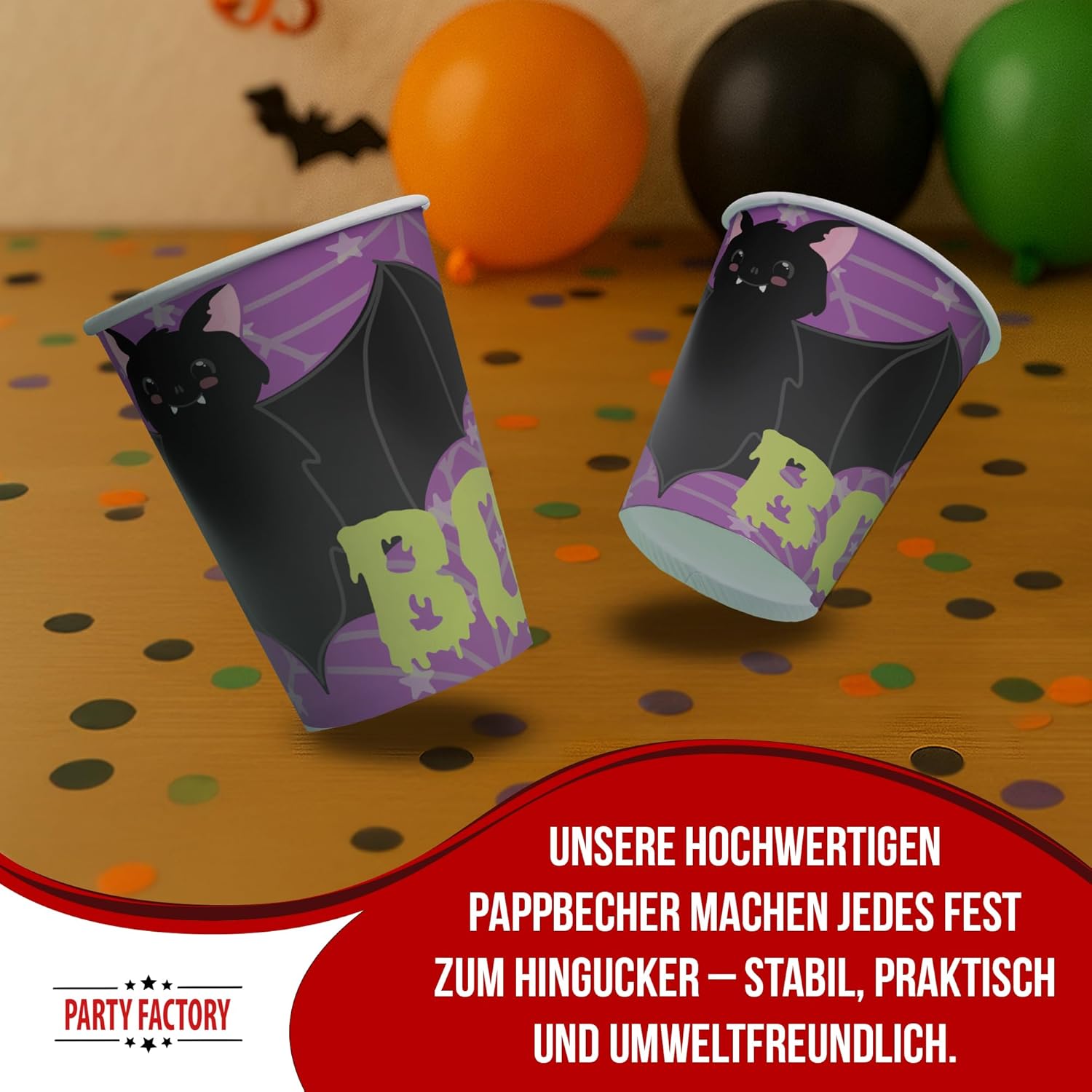Becher Halloween Skelett 8er-Pack 250  ml gruselige Partydeko für Halloween 3