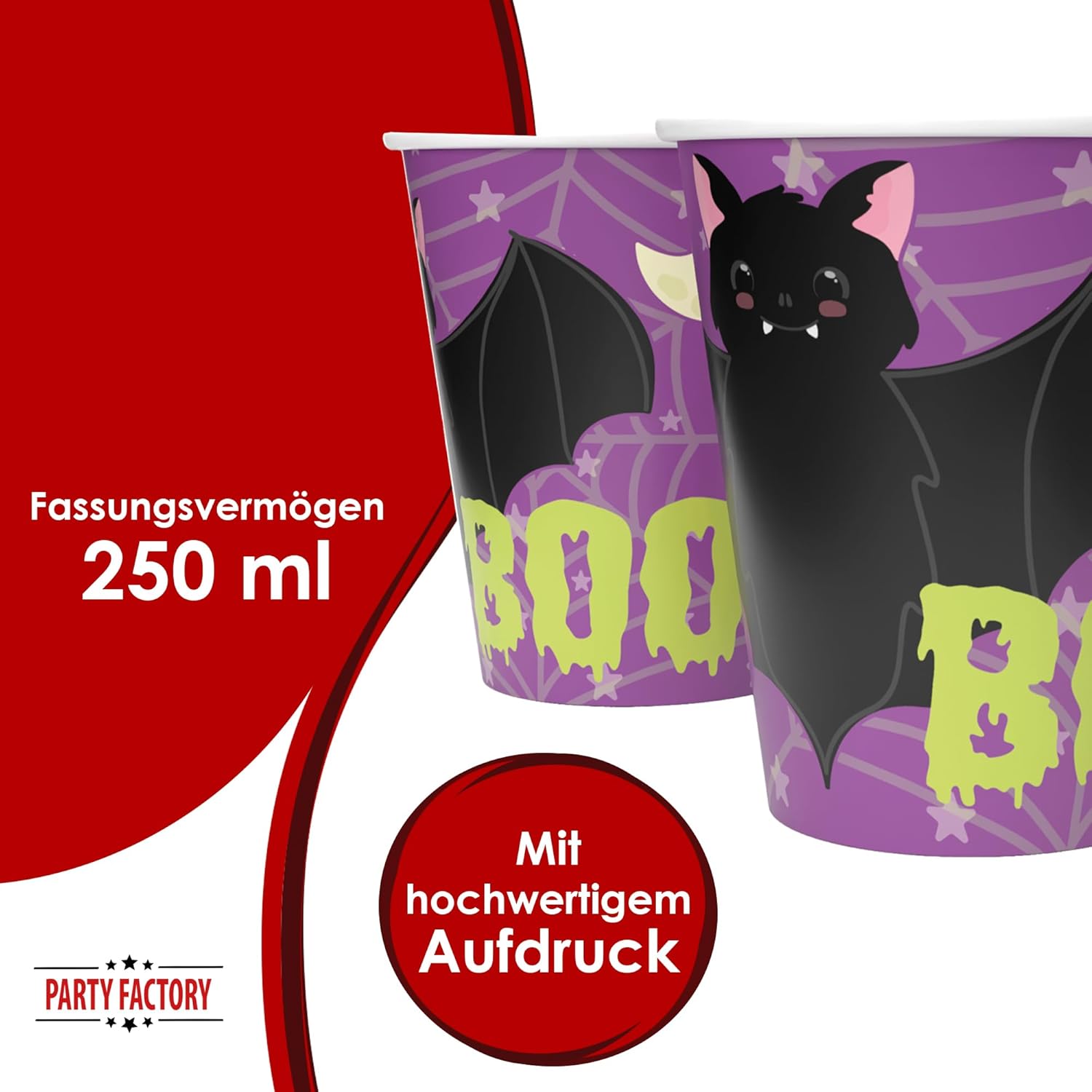 Becher Halloween Skelett 8er-Pack 250  ml gruselige Partydeko für Halloween 4