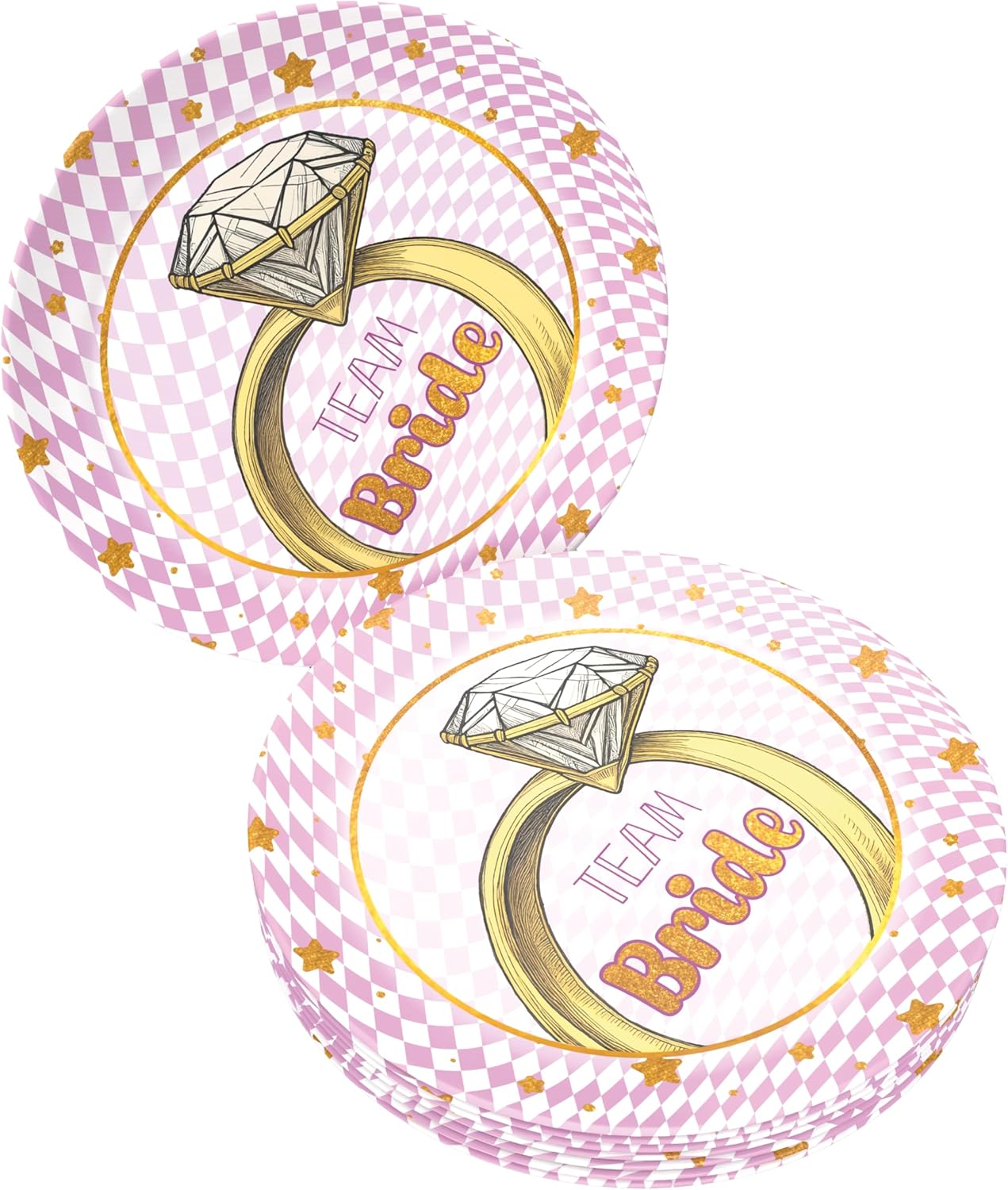 Bachelorette Teller – 8er-Pack, Ø 23 cm, rosa-goldene Deko für den JGA