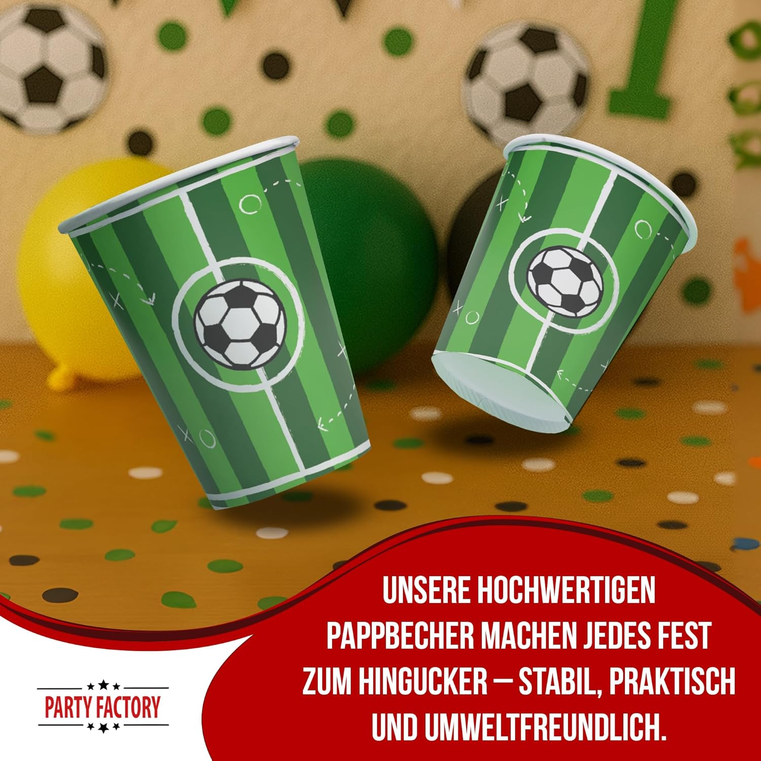 Becher Fußball Goal – 8er-Pack, 250 ml, Partybecher für Fußballgeburtstag 3