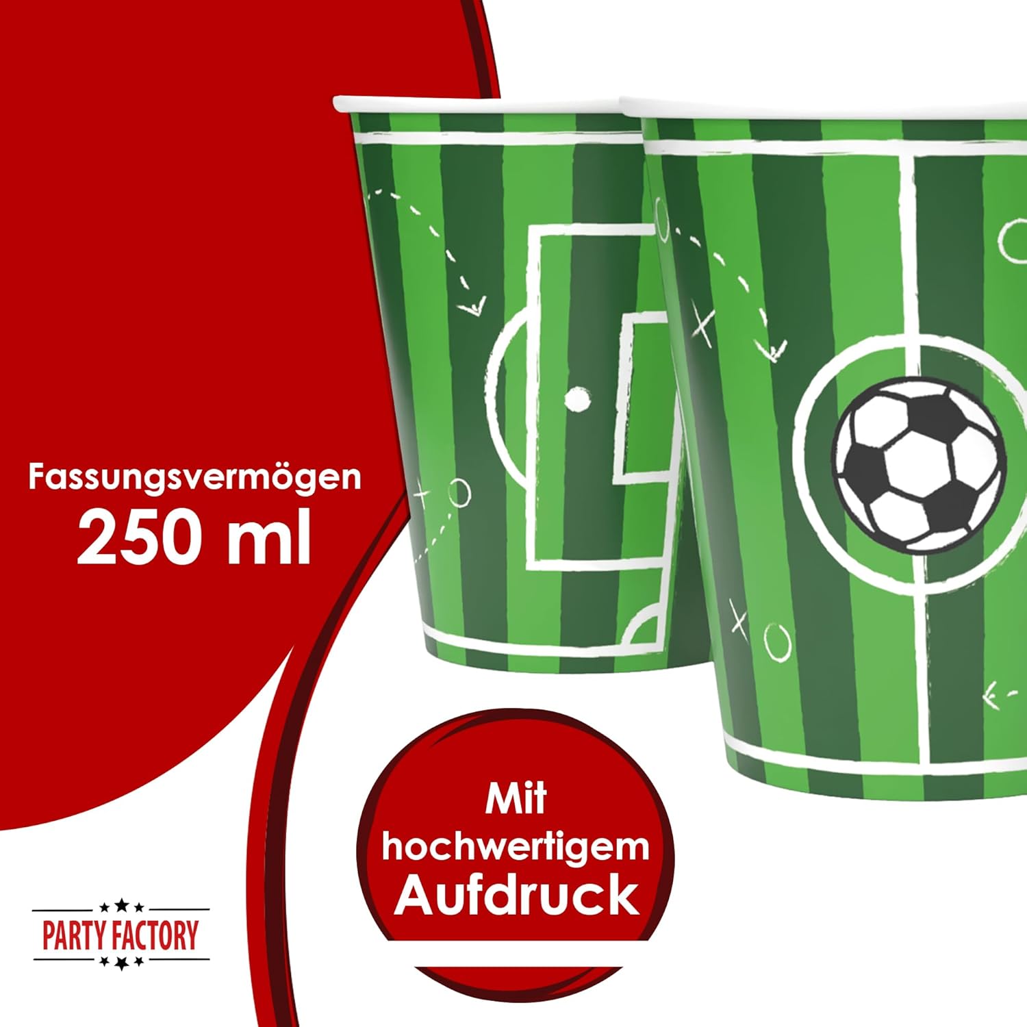 Becher Fußball Goal – 8er-Pack, 250 ml, Partybecher für Fußballgeburtstag 4