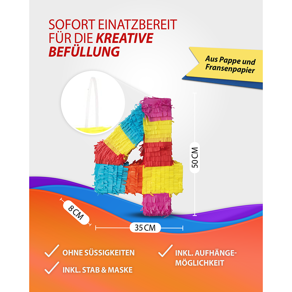 Pinata 4 Stab und Maske Geburtstag, Dekoration 5