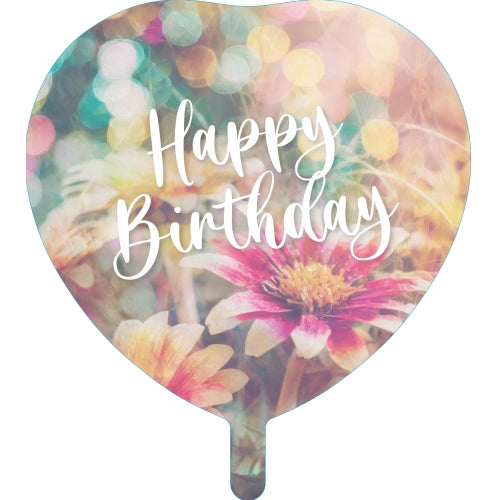 Folienballon Happy Birthday Herz Blumen 45cm
