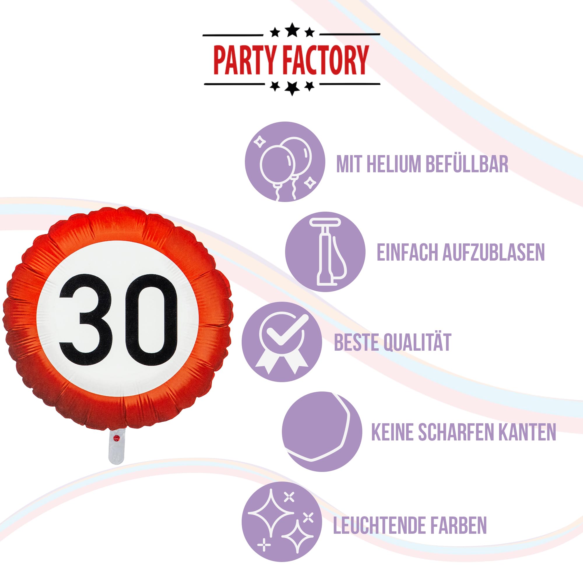 Folienballon Happy Birthday 30 Rund 45cm 5