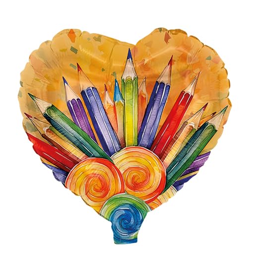 Folienballon Back to school neutral Herz orange 45cm Motiv 2