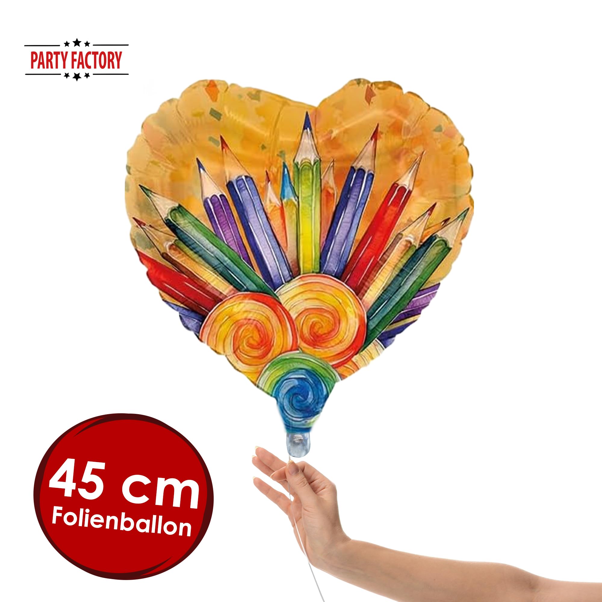 Folienballon Back to school neutral Herz orange 45cm Motiv 2 2