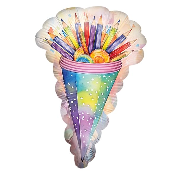 Folienballon Back to school Schultüte bunt neutral 45cm Motiv 4