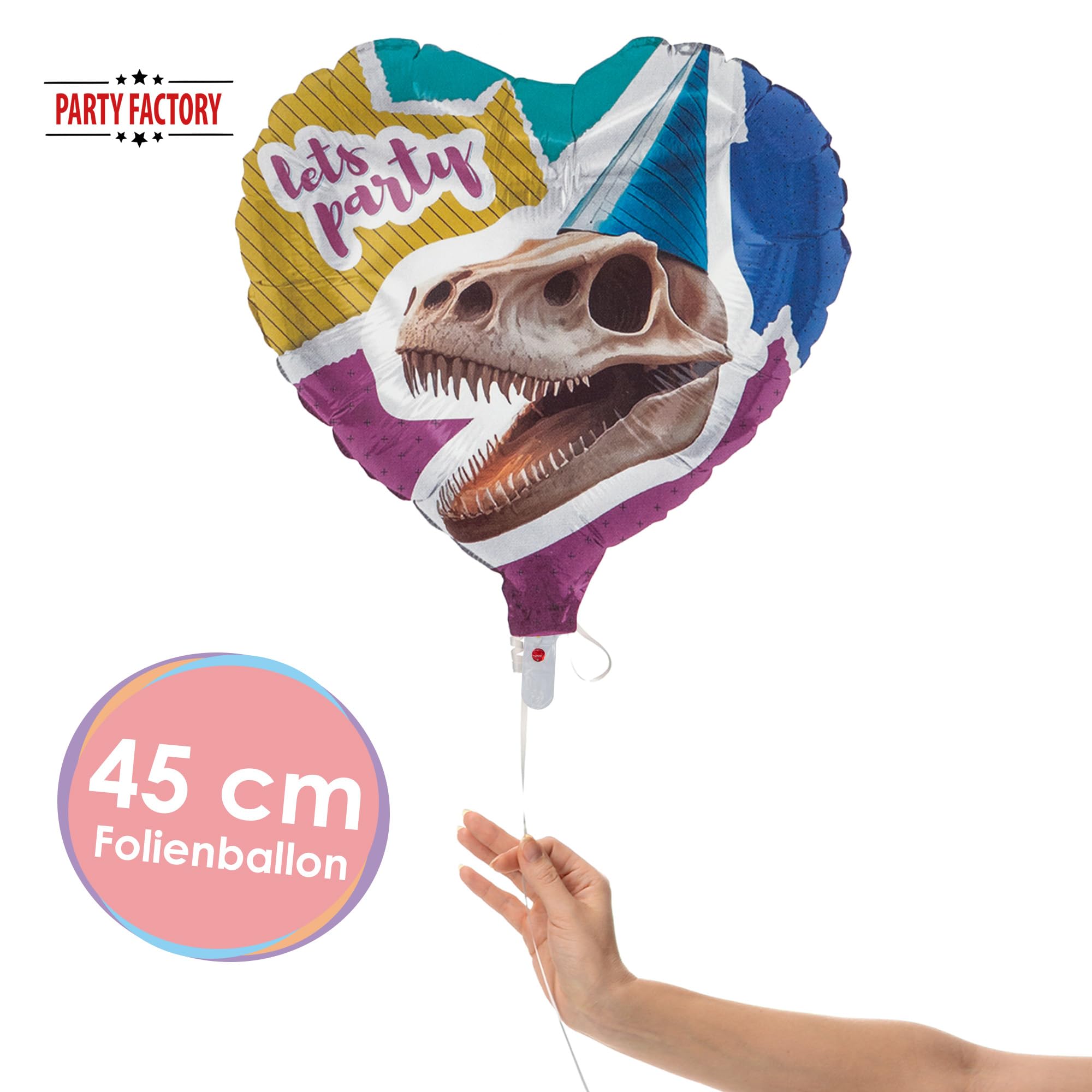 Folienballon Dino Skelett Herz 45cm 2