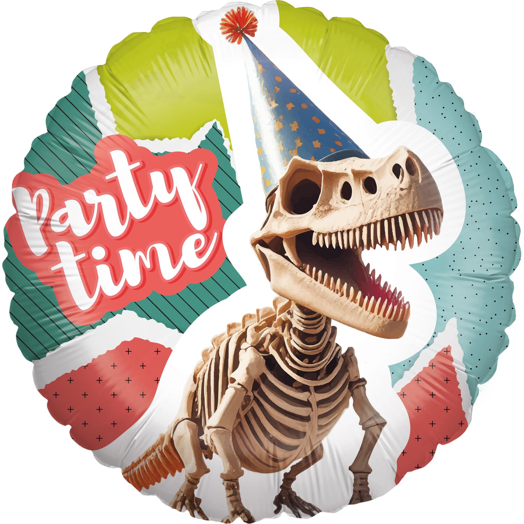 Folienballon Dino Skelett Rund 45cm