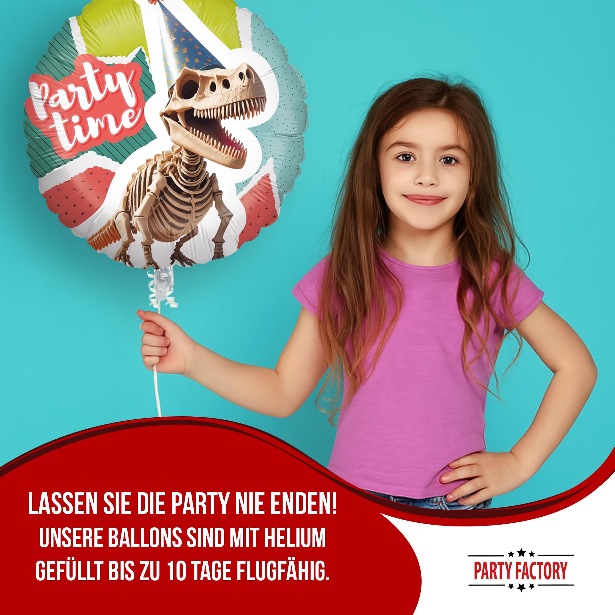 Folienballon Dino Skelett Rund 45cm 3