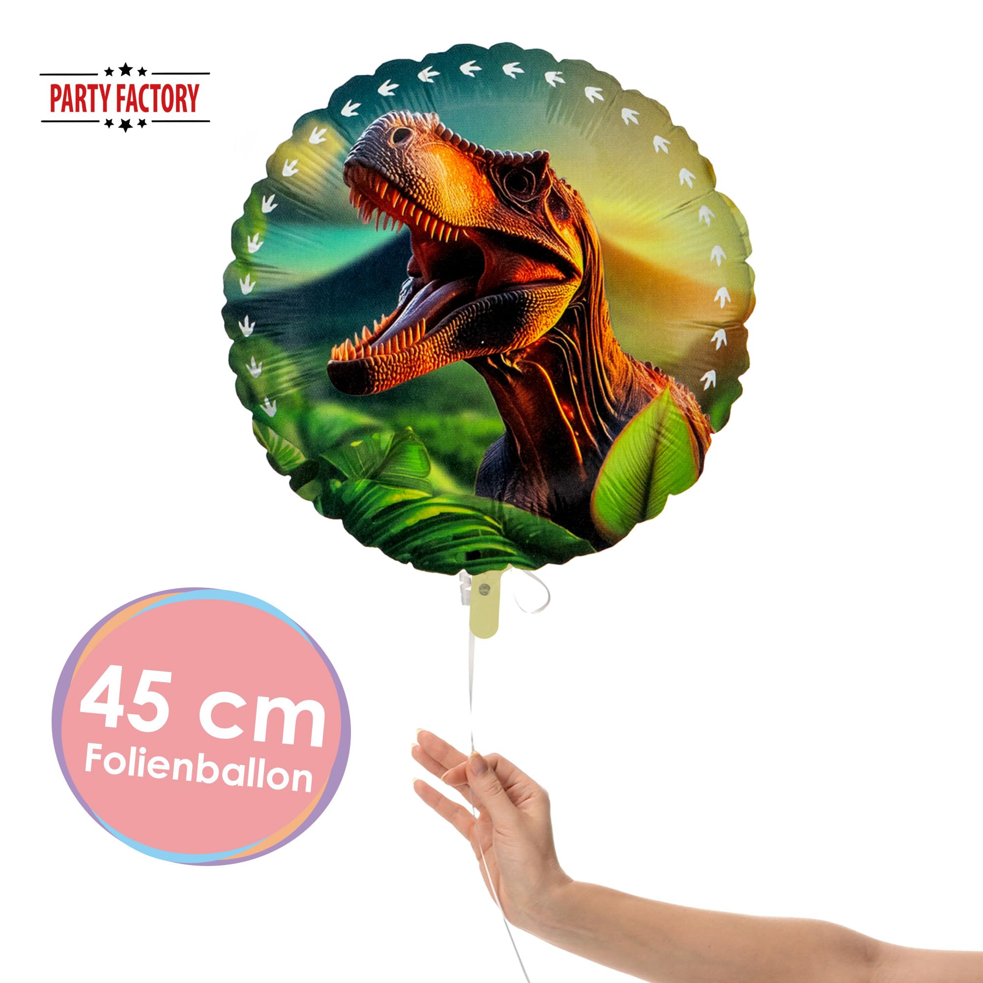 Folienballon Dino Realistisch Rund 45cm 2