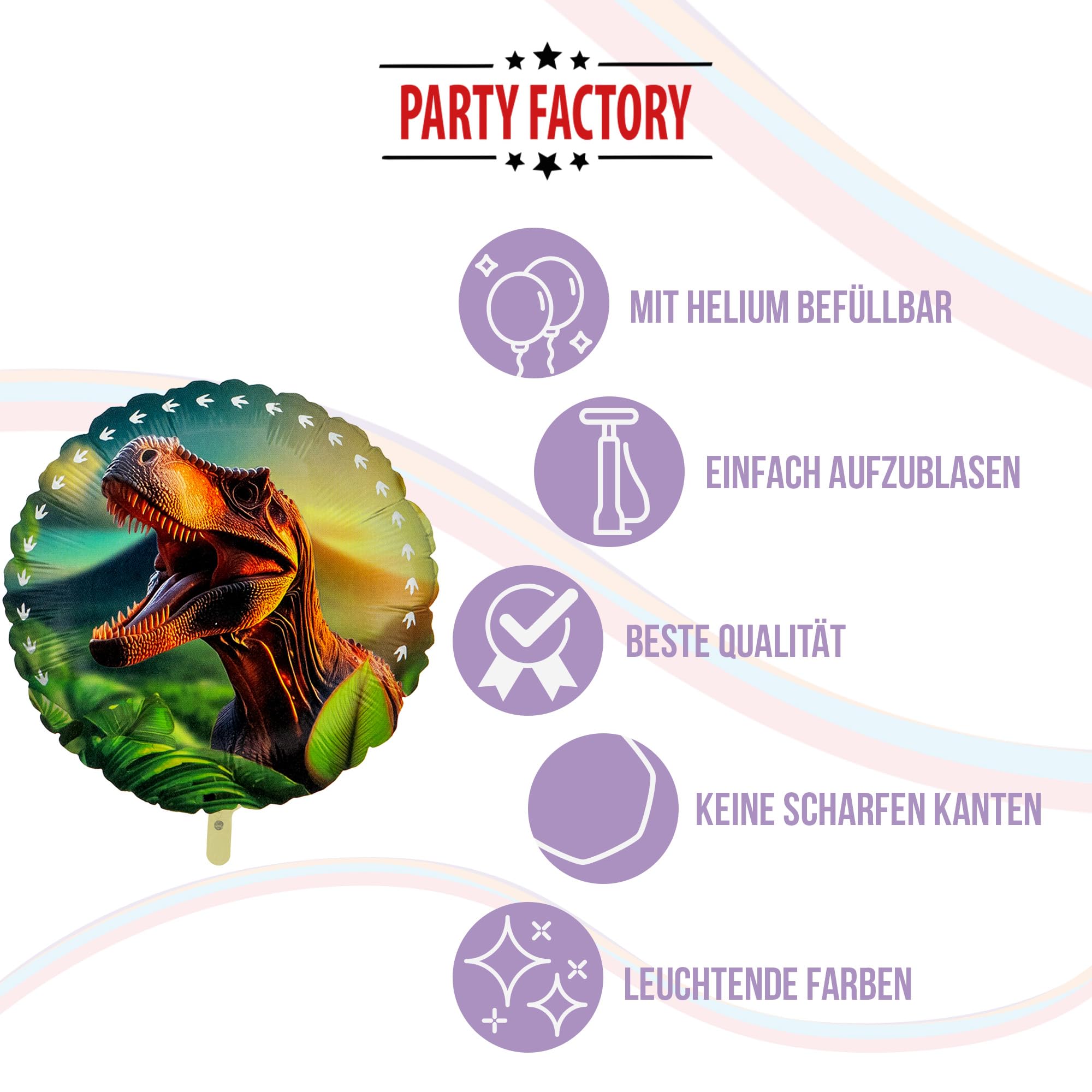 Folienballon Dino Realistisch Rund 45cm 5