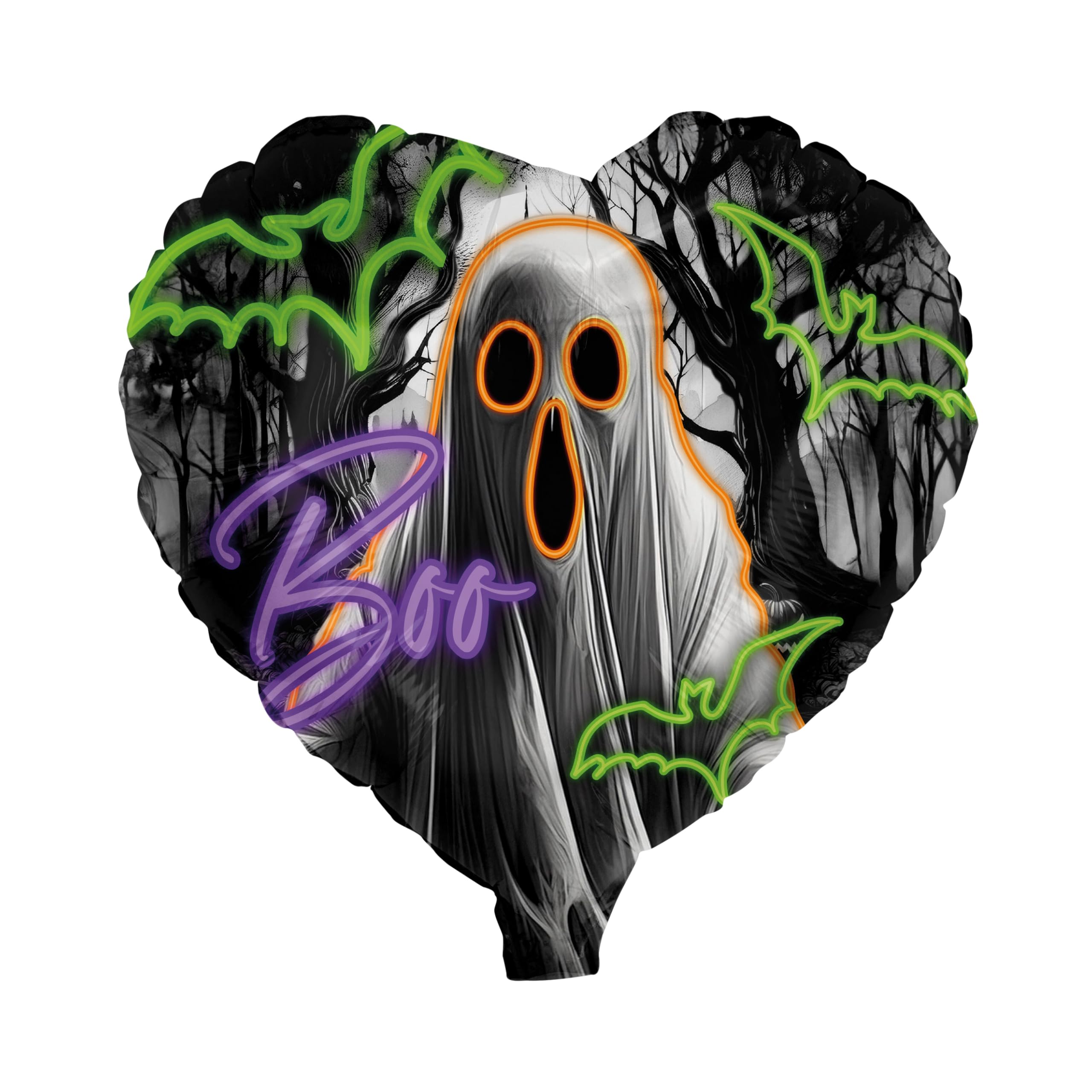 Folienballon Halloween Neon Herz 45cm