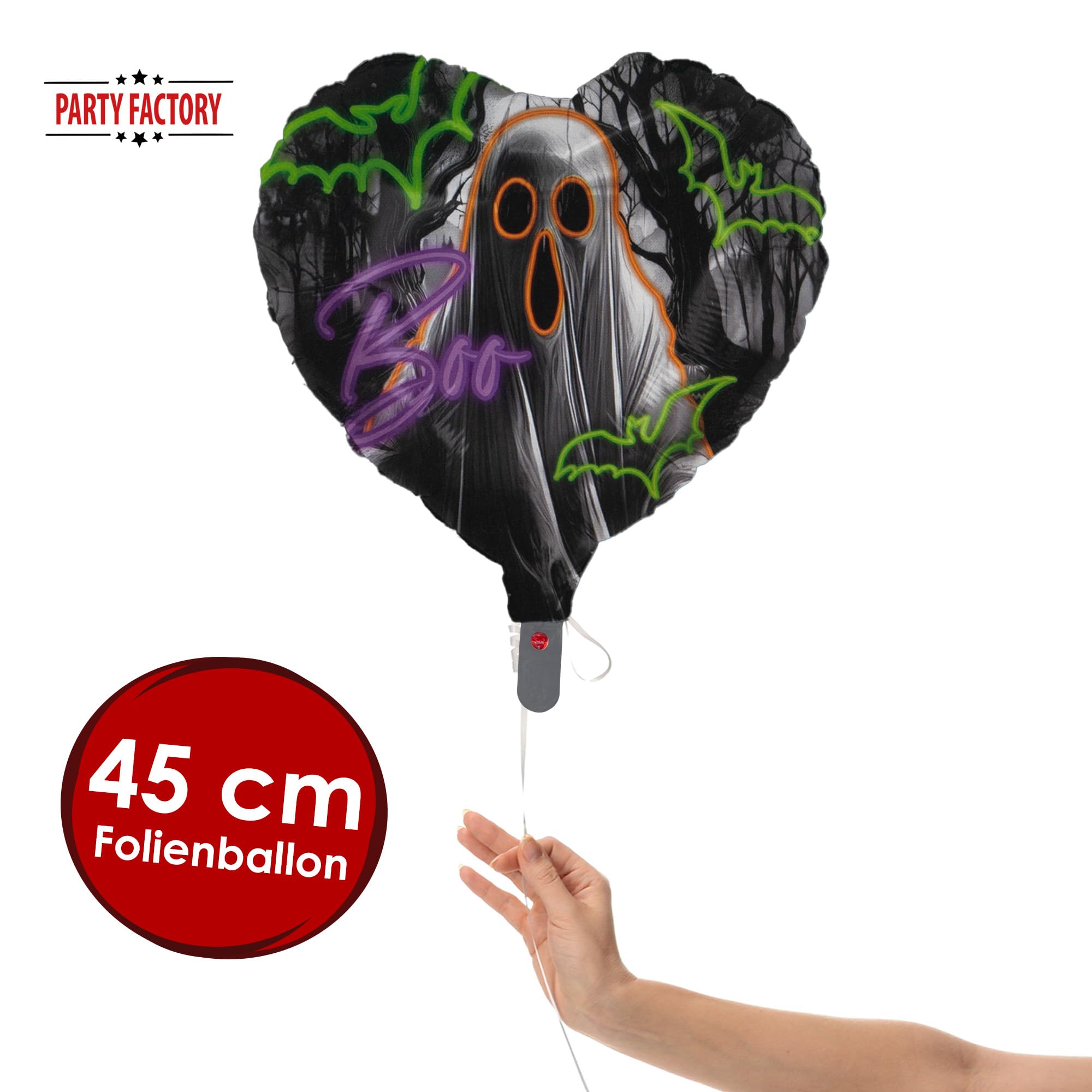Folienballon Halloween Neon Herz 45cm 2