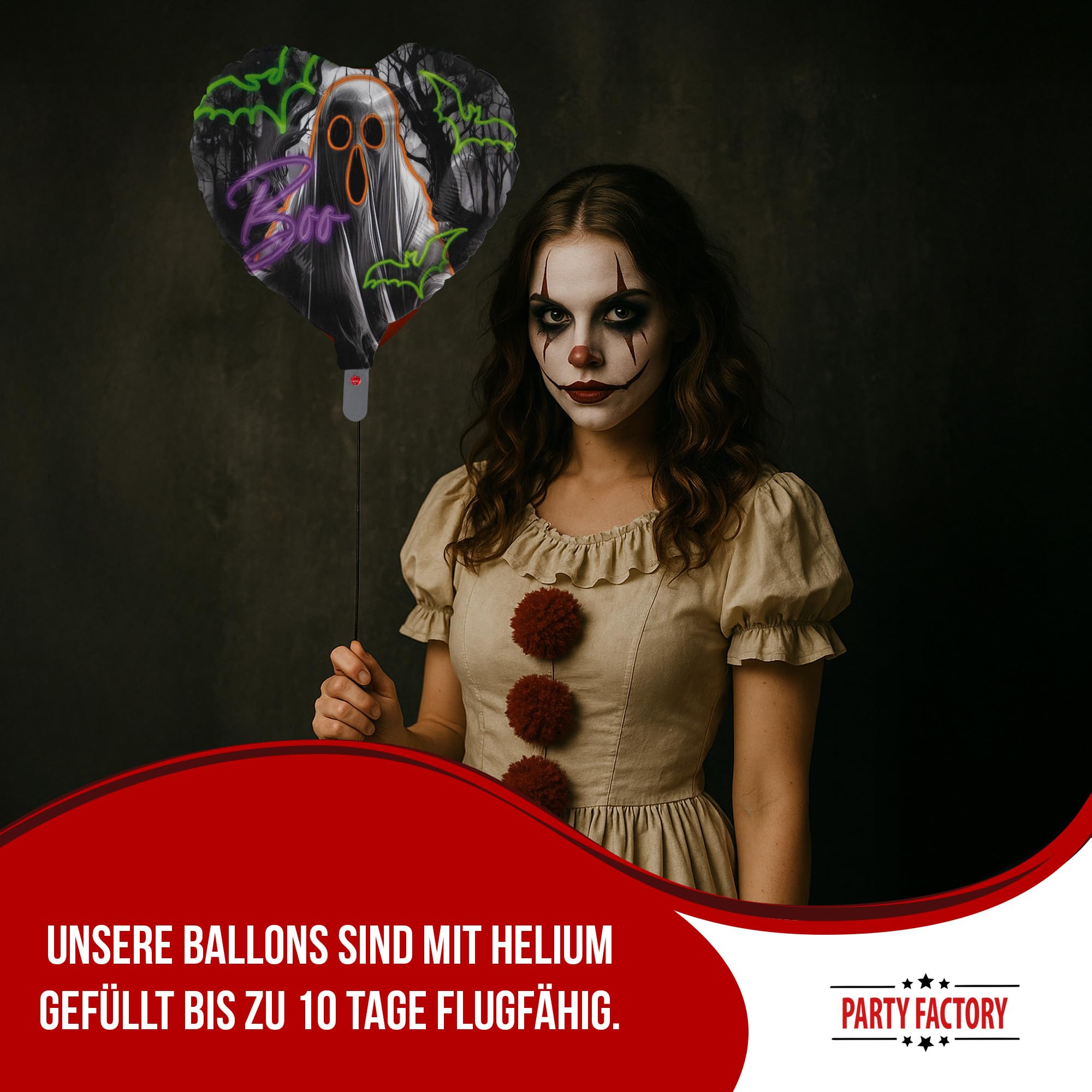 Folienballon Halloween Neon Herz 45cm 3