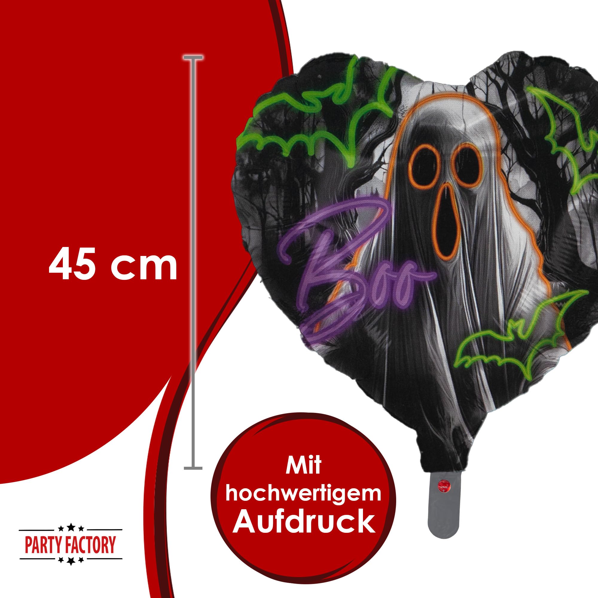 Folienballon Halloween Neon Herz 45cm 4