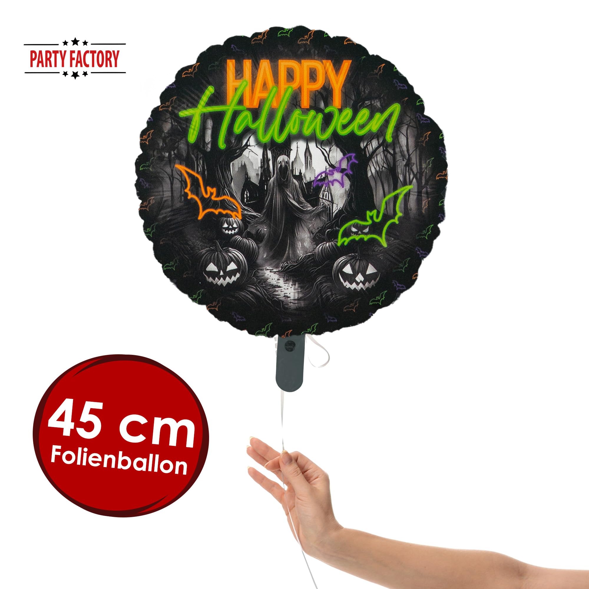 Folienballon Halloween Neon Rund 45cm 2