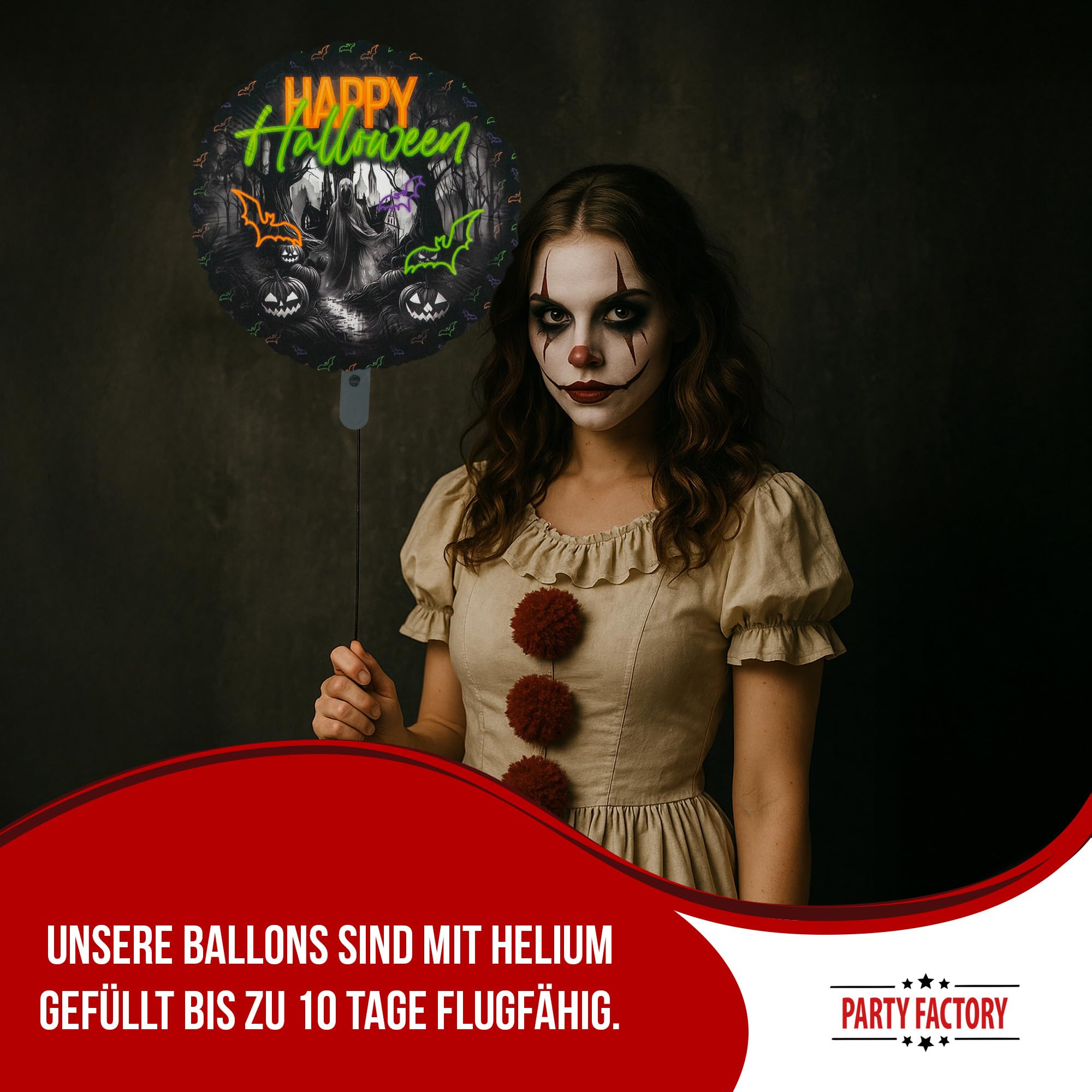 Folienballon Halloween Neon Rund 45cm 3