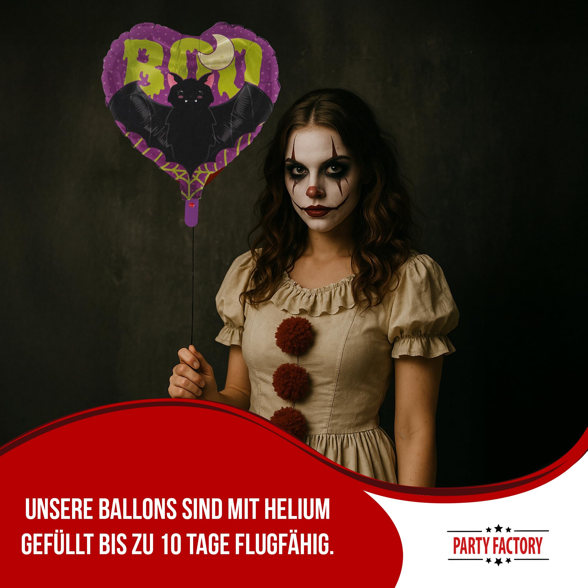Folienballon Halloween Skelett Herz 45cm 3