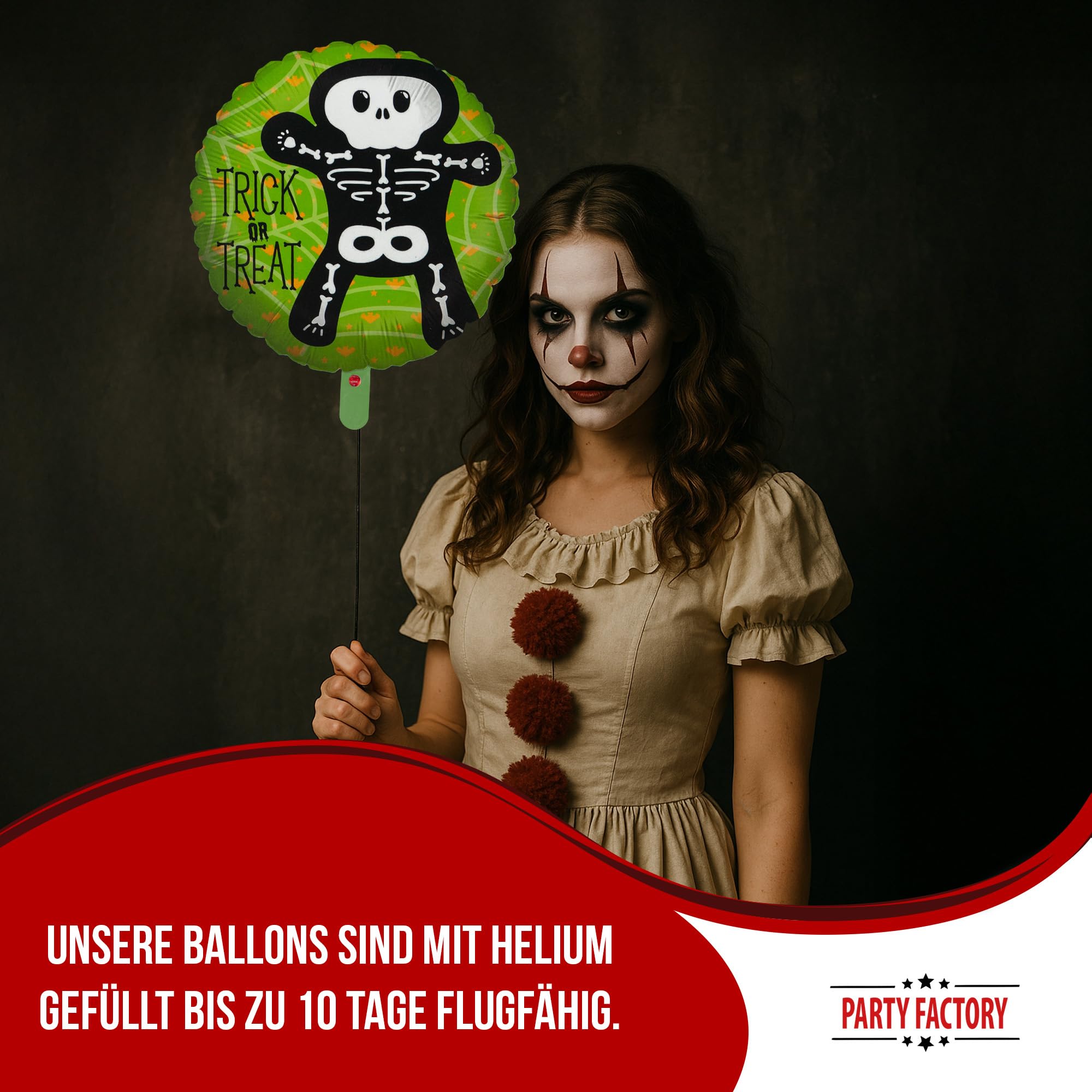Folienballon Halloween Skelett Rund 45cm 3