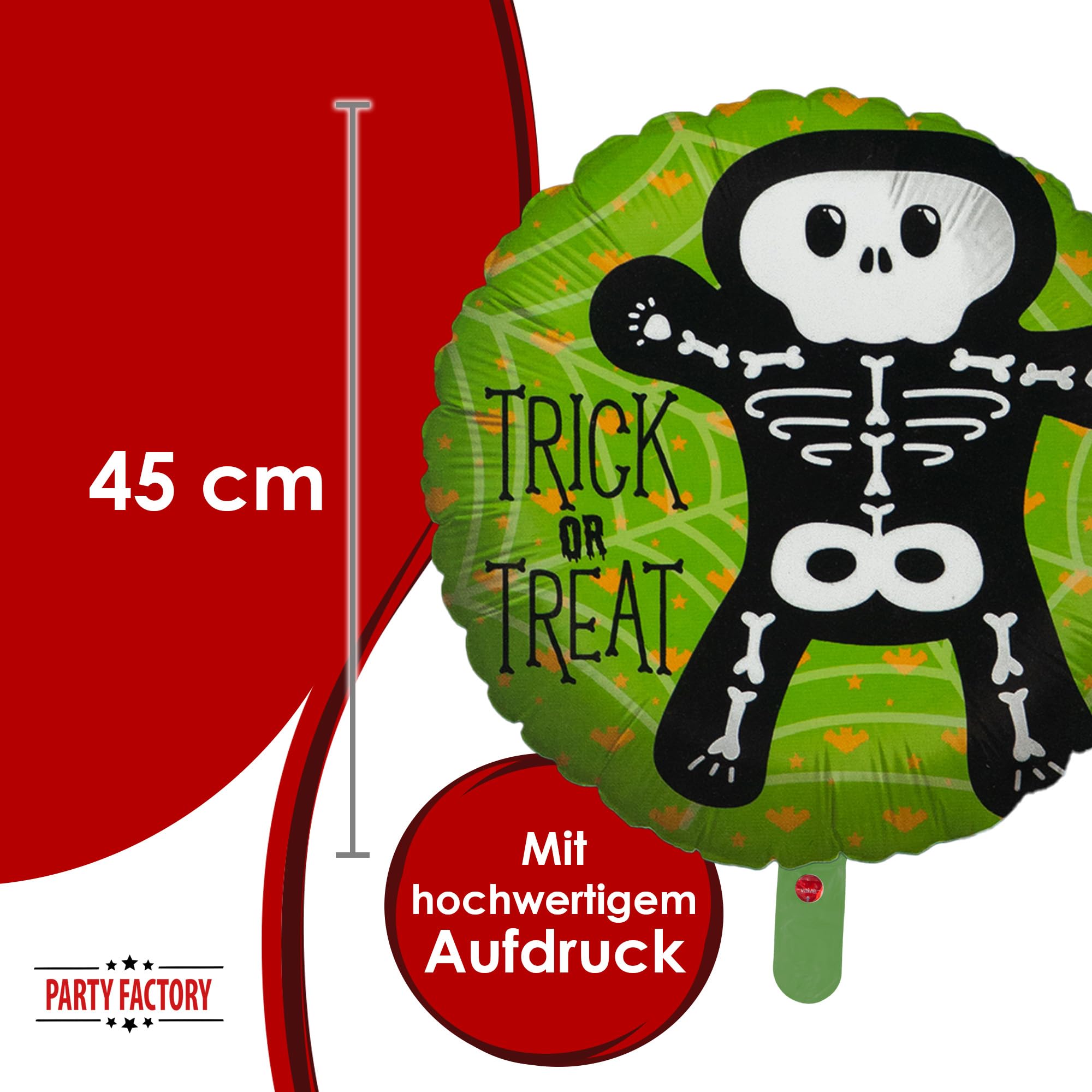 Folienballon Halloween Skelett Rund 45cm 4