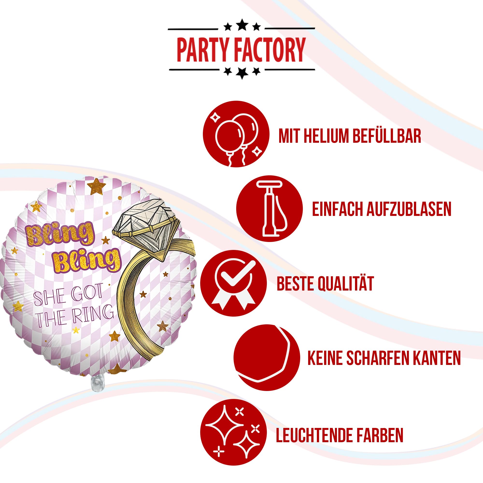 Folienballon Bachelorette Bling Bling Rund 45cm Motiv 2 5