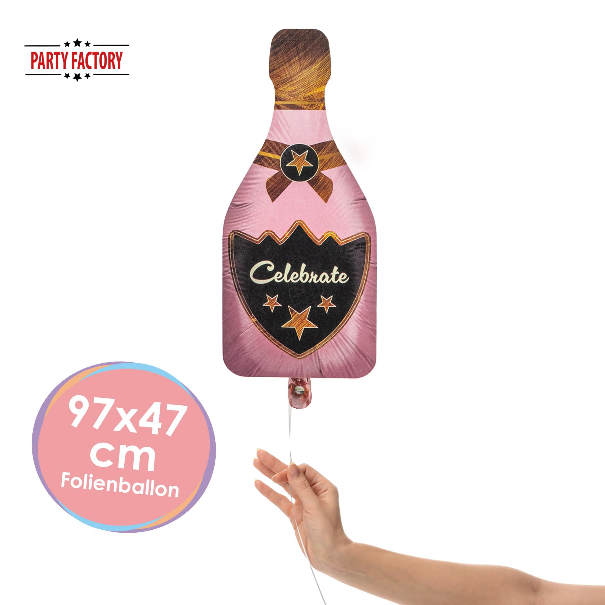 Folienballon Champagner Pink 47 x 97 cm 2