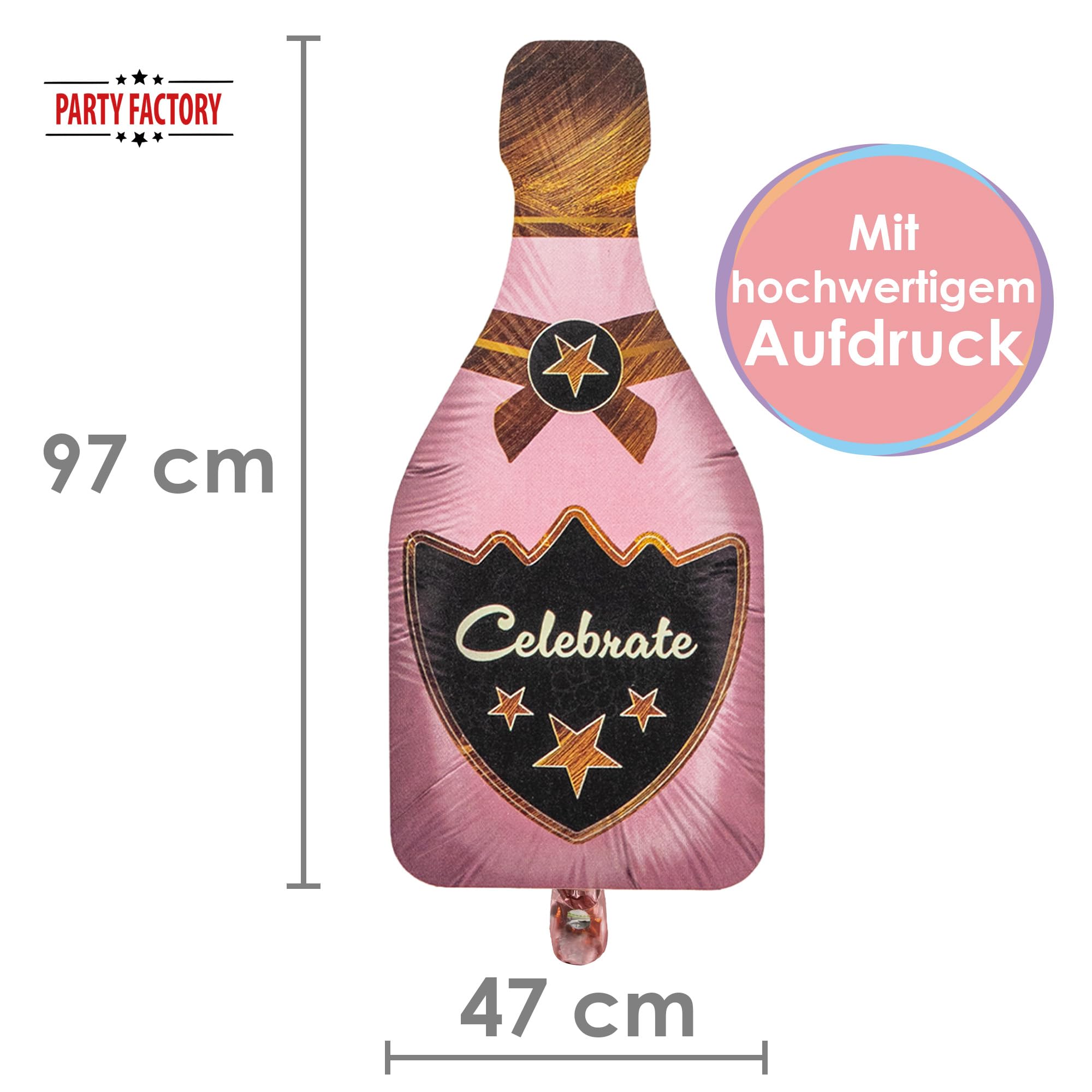Folienballon Champagner Pink 47 x 97 cm 4