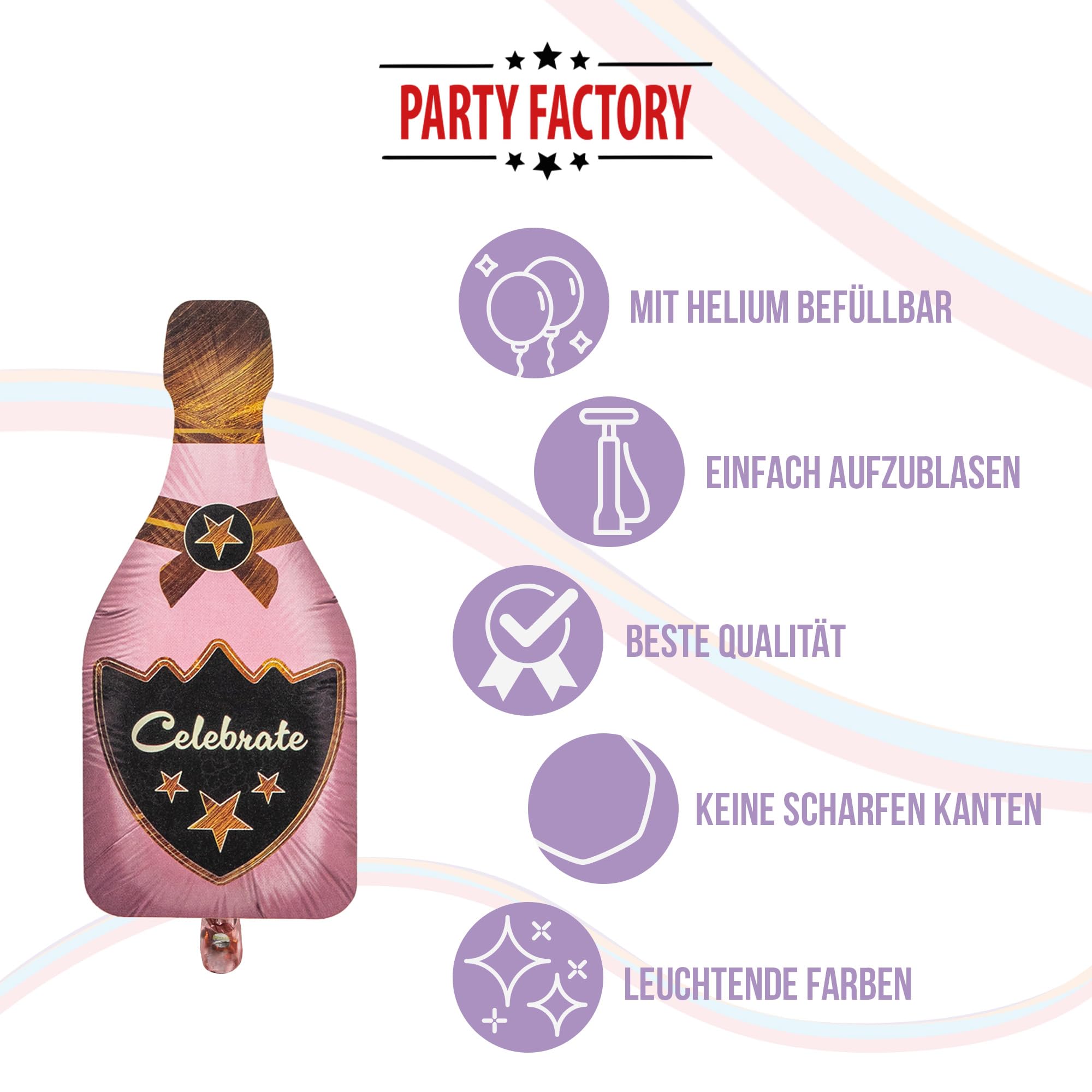 Folienballon Champagner Pink 47 x 97 cm 5