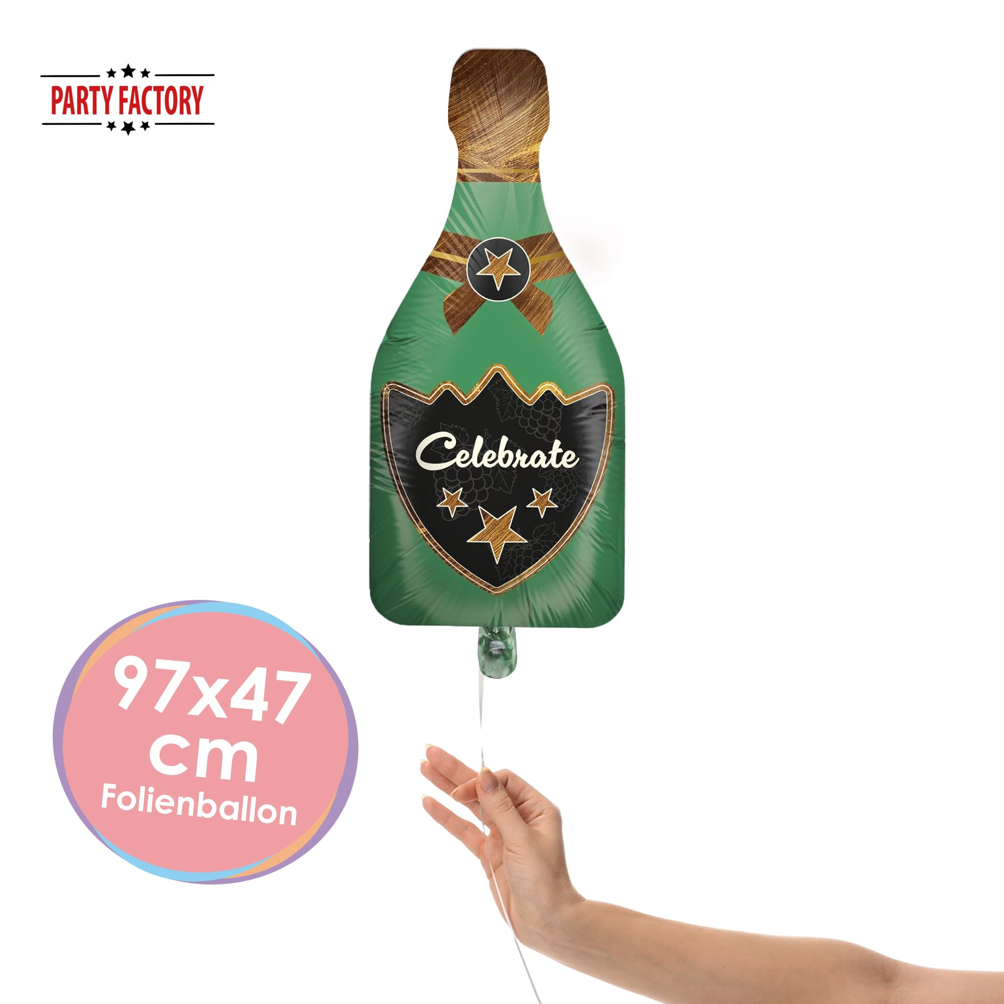 Folienballon Champagner Grün 47 x 97 cm 2