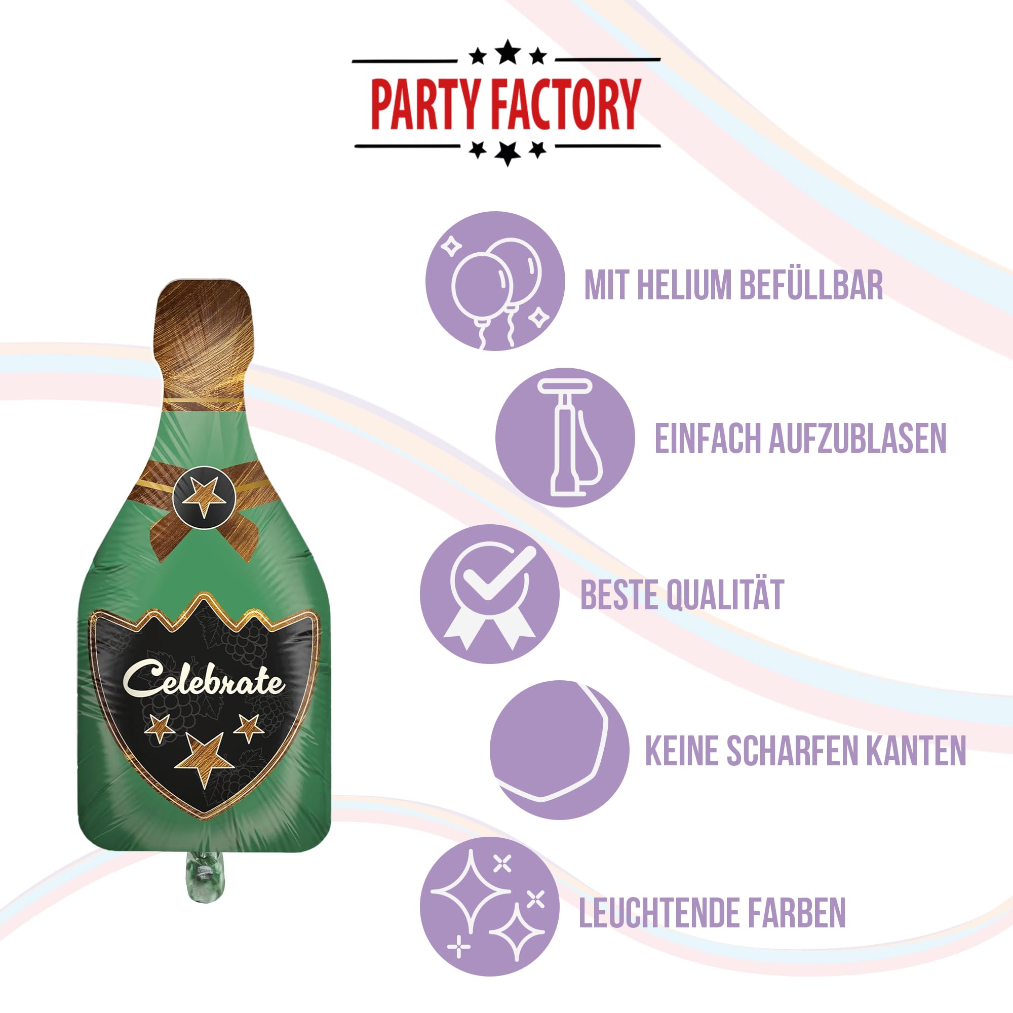 Folienballon Champagner Grün 47 x 97 cm 5