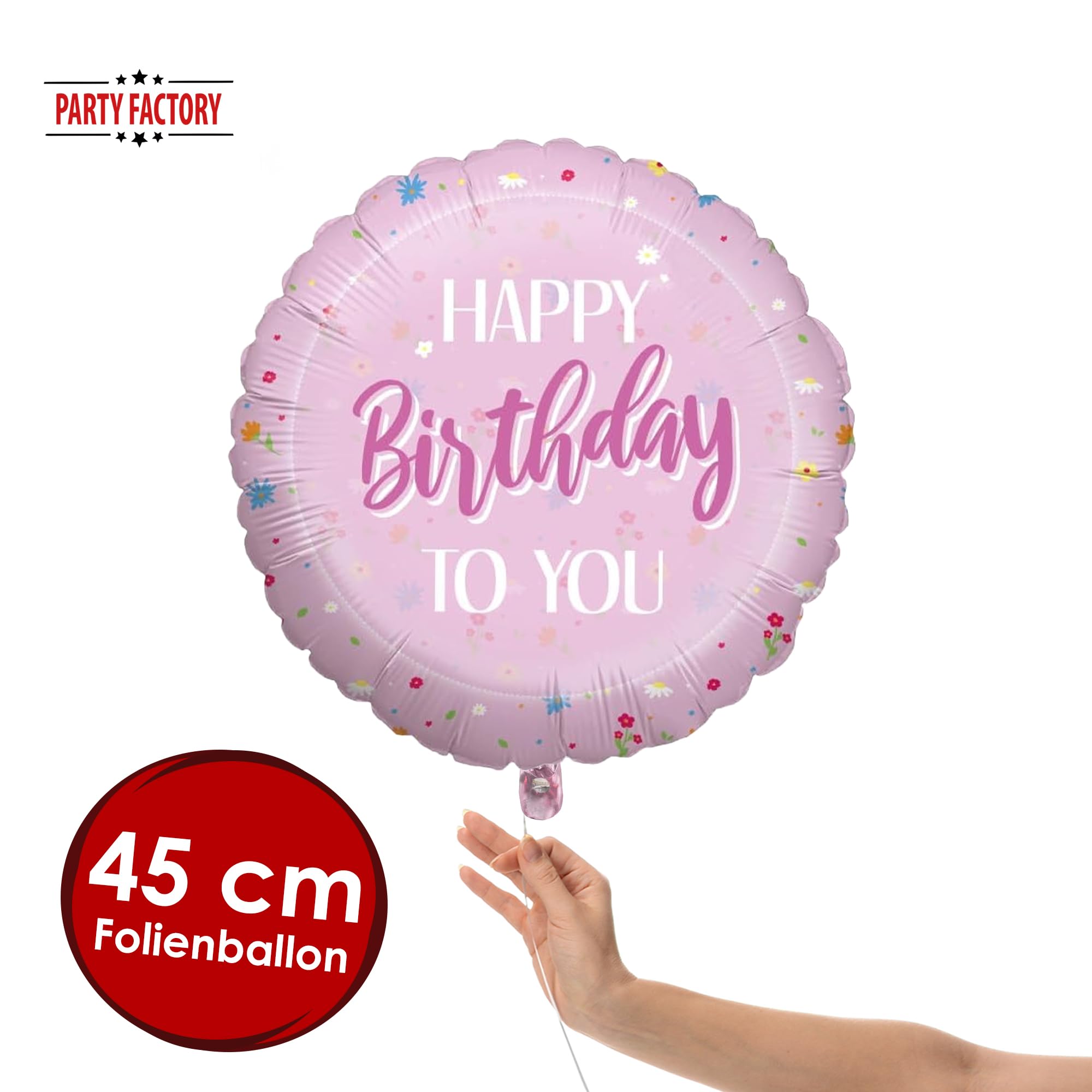 Folienballon Happy Birthday Rosa 45cm Motiv 1 2