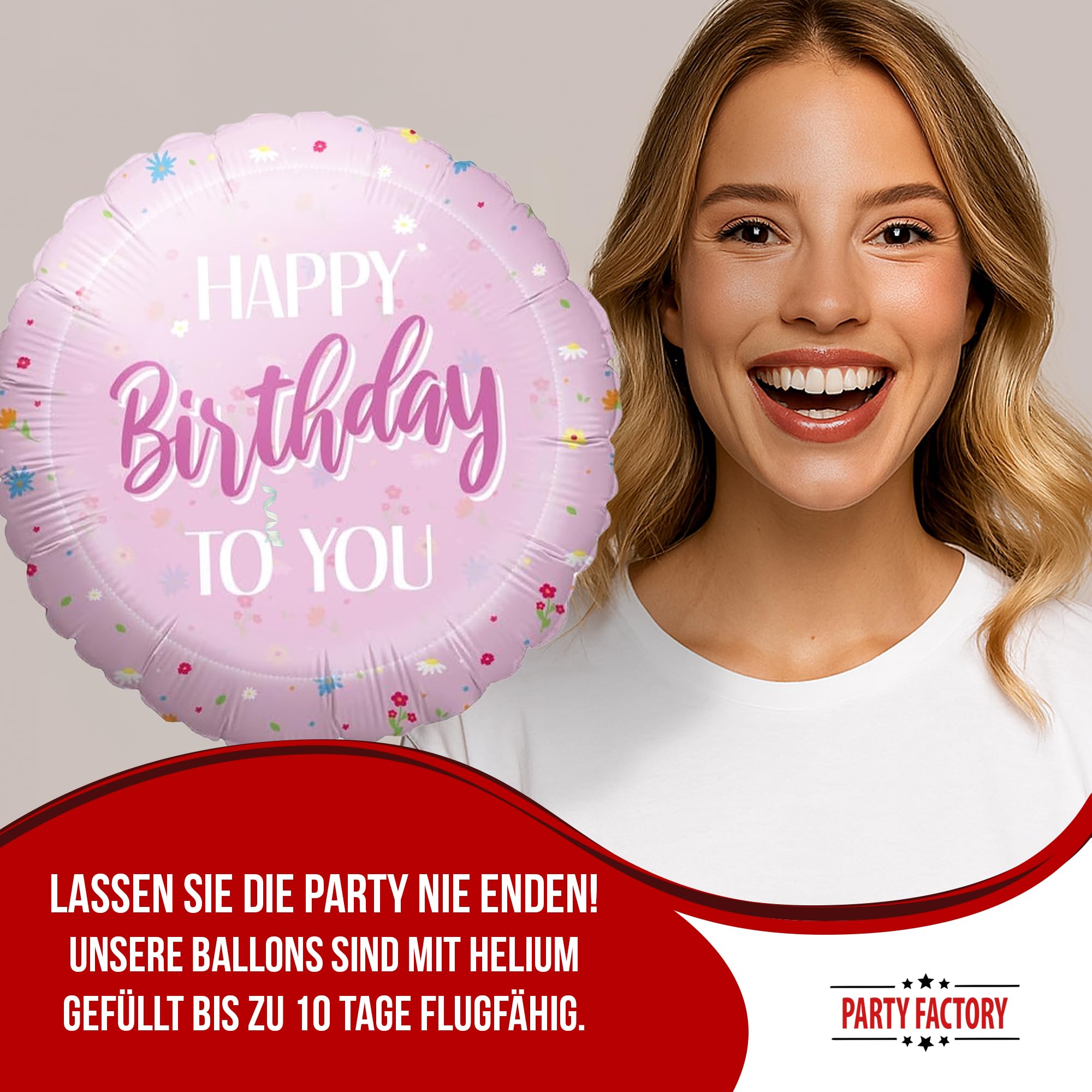 Folienballon Happy Birthday Rosa 45cm Motiv 1 3