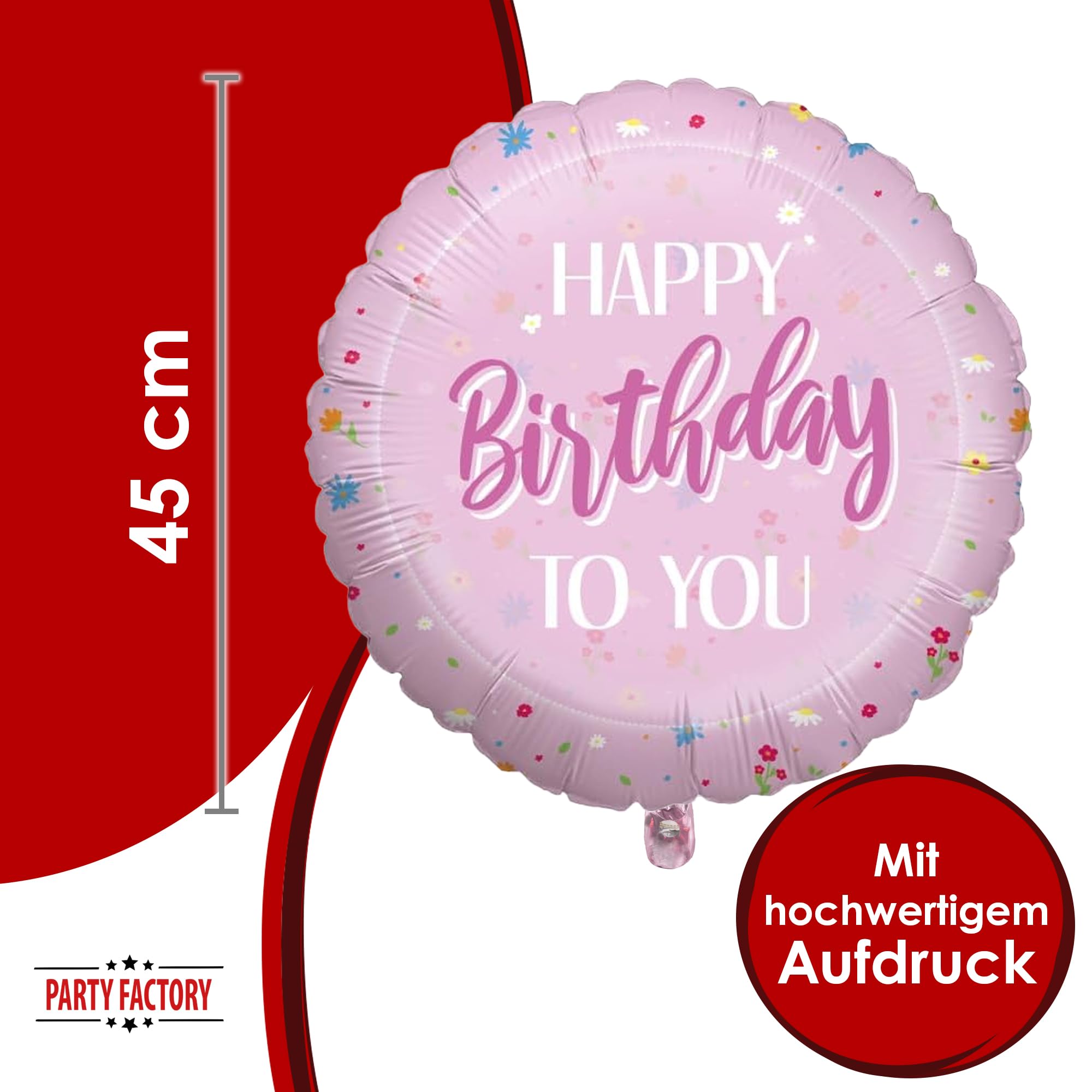 Folienballon Happy Birthday Rosa 45cm Motiv 1 4