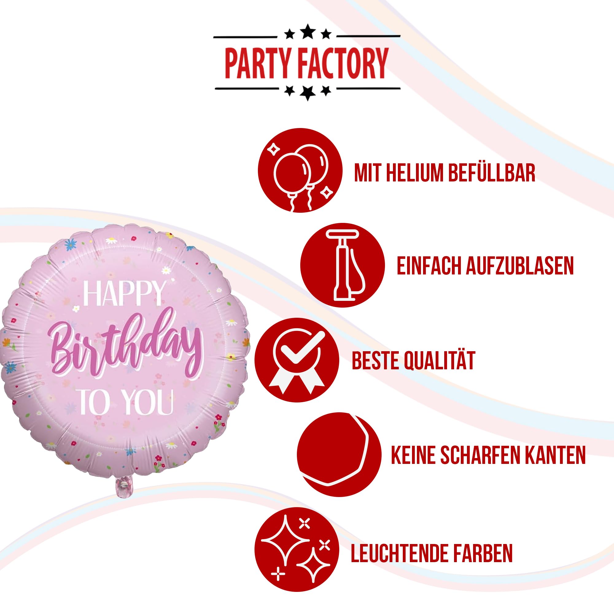 Folienballon Happy Birthday Rosa 45cm Motiv 1 5