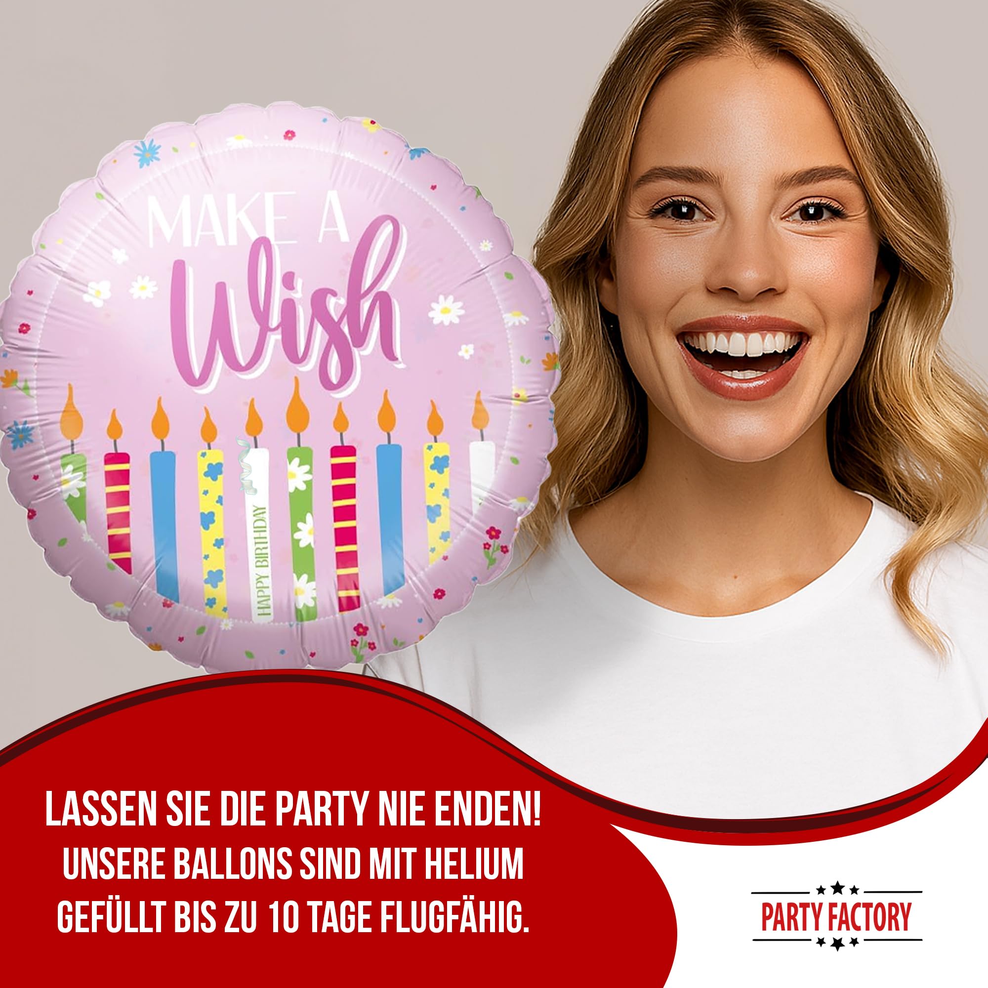 Folienballon Happy Birthday Rosa 45cm Motiv 2 3