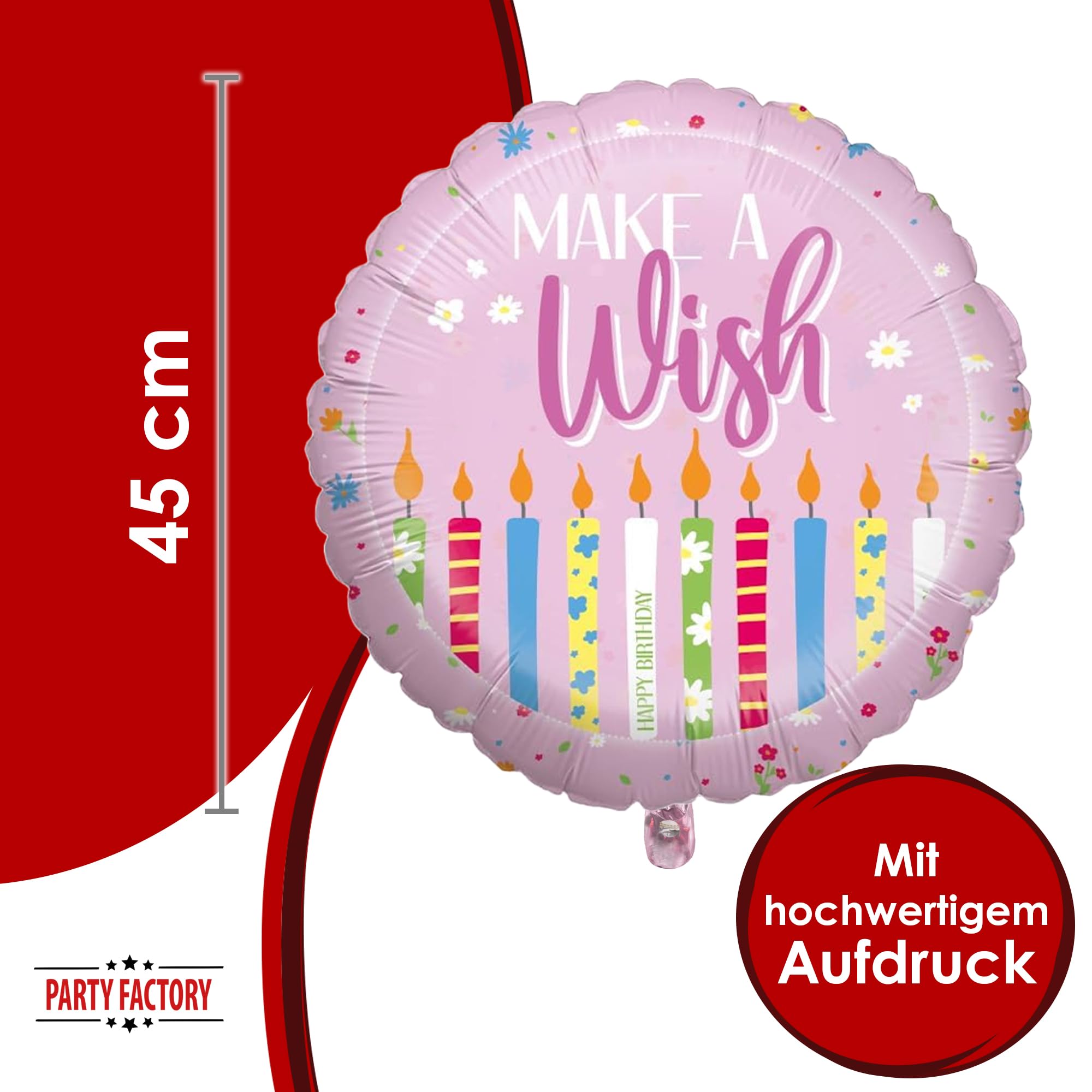 Folienballon Happy Birthday Rosa 45cm Motiv 2 4