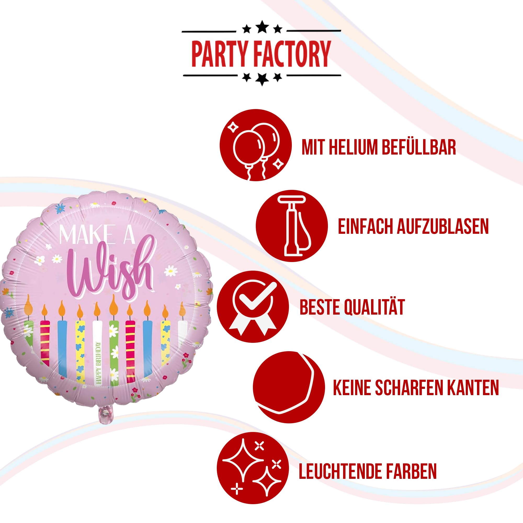 Folienballon Happy Birthday Rosa 45cm Motiv 2 5