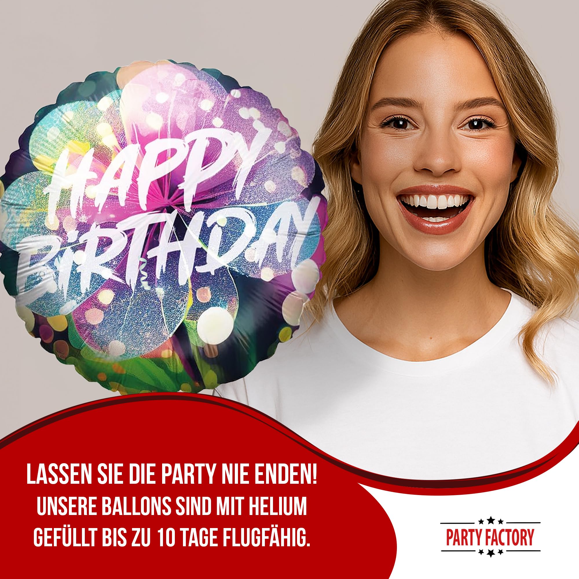 Folienballon Happy Birthday Blume 2 Rund 45cm 3