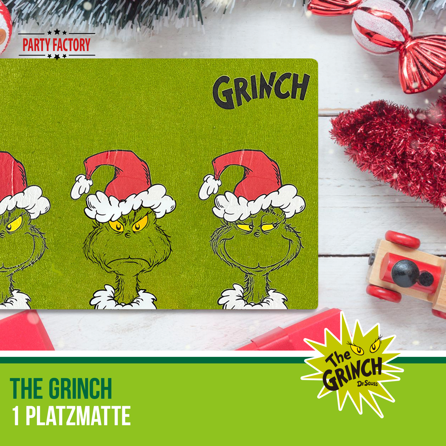 The Grinch Platzmatte Plastik 44x28,5 cm grün – Weihnachtsdeko für Esstisch 14
