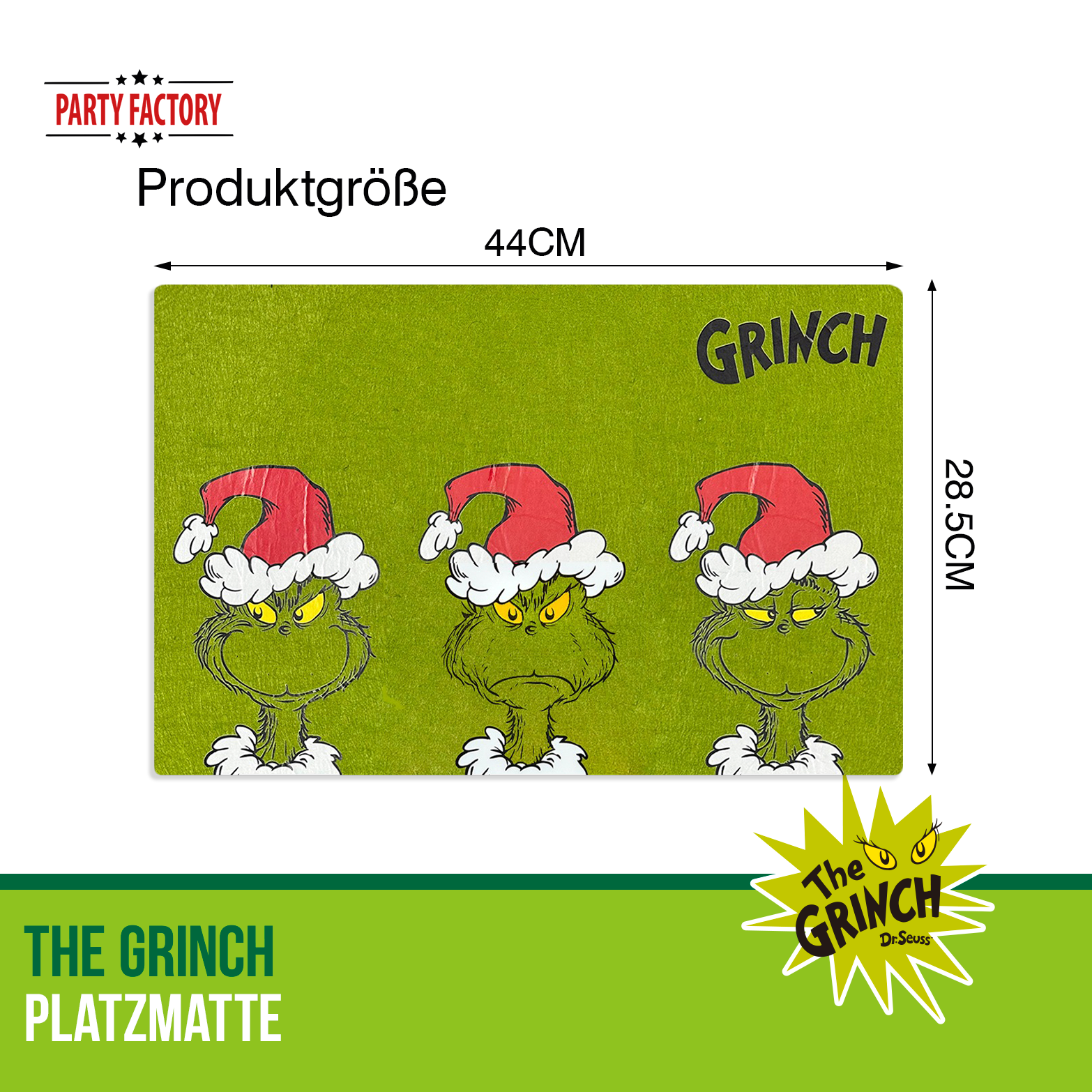 The Grinch Platzmatte Plastik 44x28,5 cm grün – Weihnachtsdeko für Esstisch 13