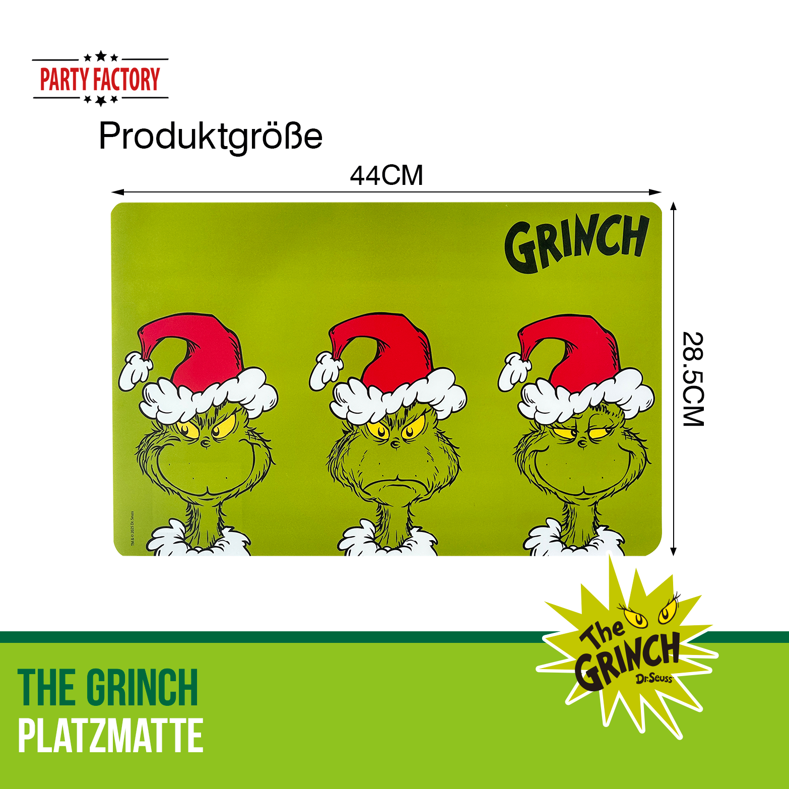 The Grinch Platzmatte Plastik 44x28,5 cm grün – Weihnachtsdeko für Esstisch 4